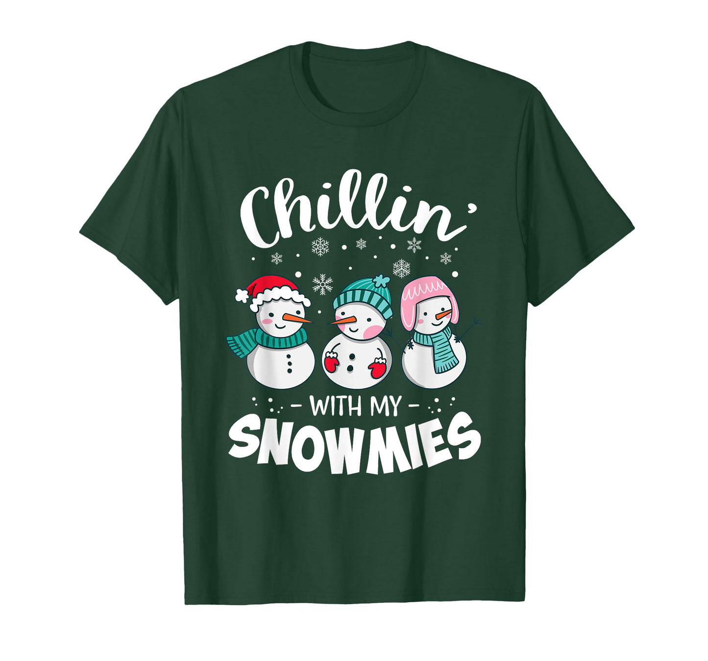 Chillin With My Snowmie Women Christmas Snowman Teacher Snow T-Shirt