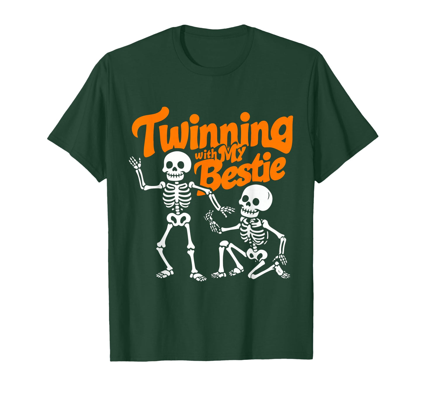 Twinning with My Bestie Skeleton Halloween Matching T-Shirt