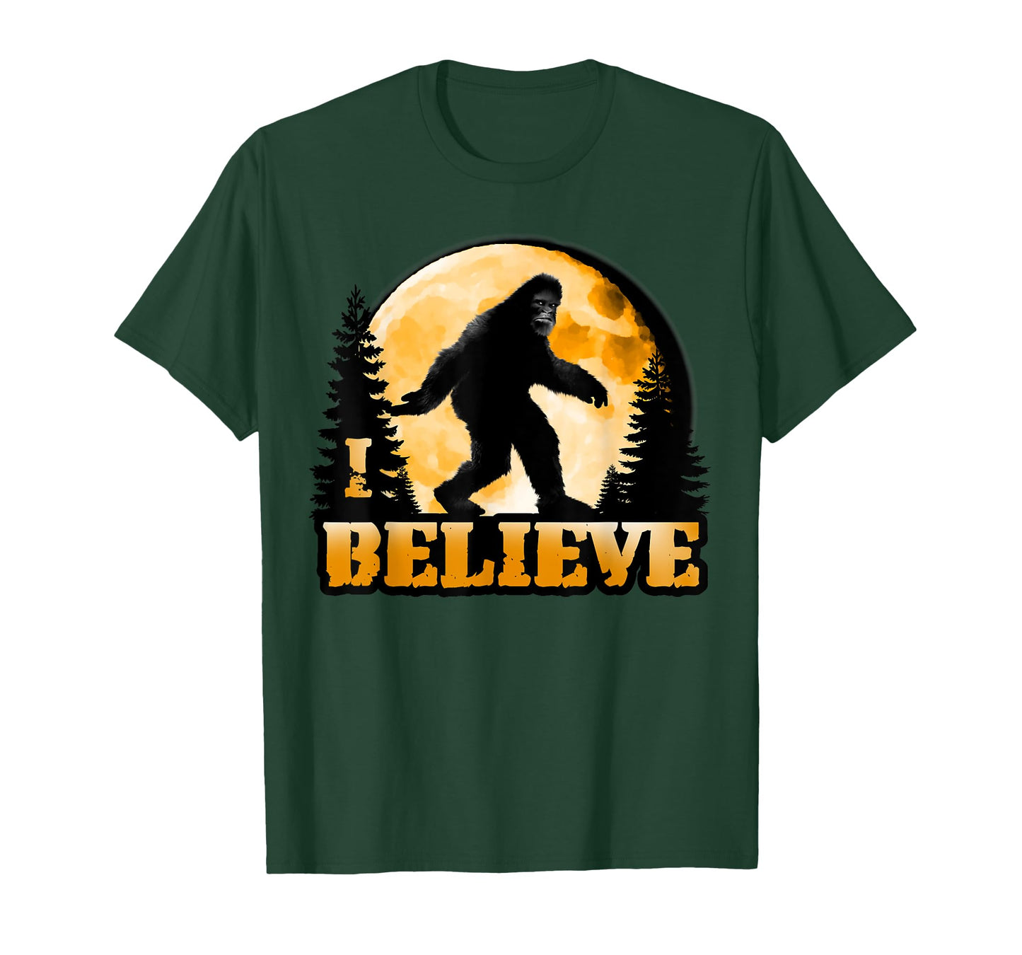 I Believe Bigfoot: Yeti Sasquatch Wood Booger Skunk Ape Moon T-Shirt