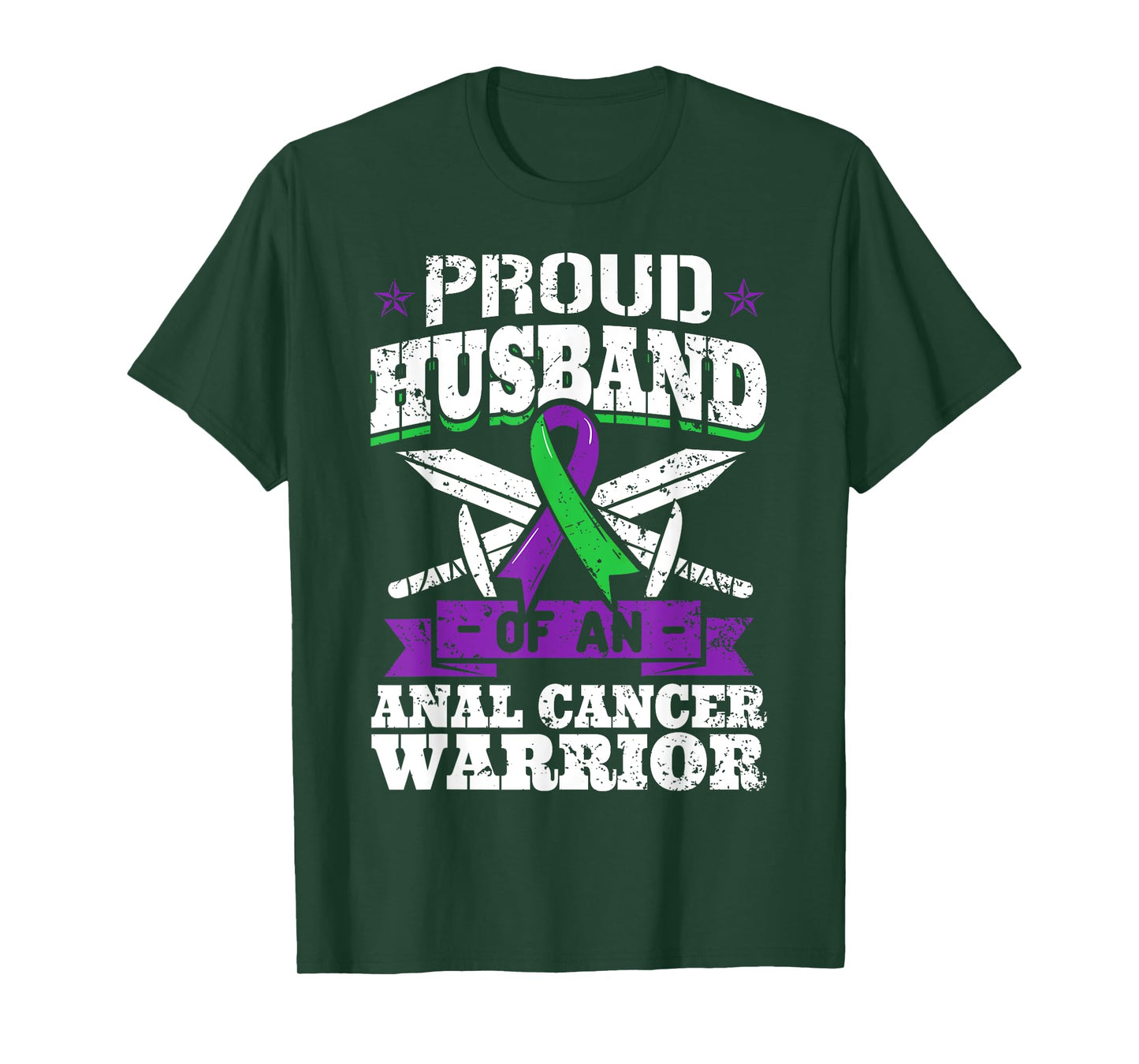 Proud Husband Of Anal Cancer Warrior Tumor Awareness Ribbon T-Shirt