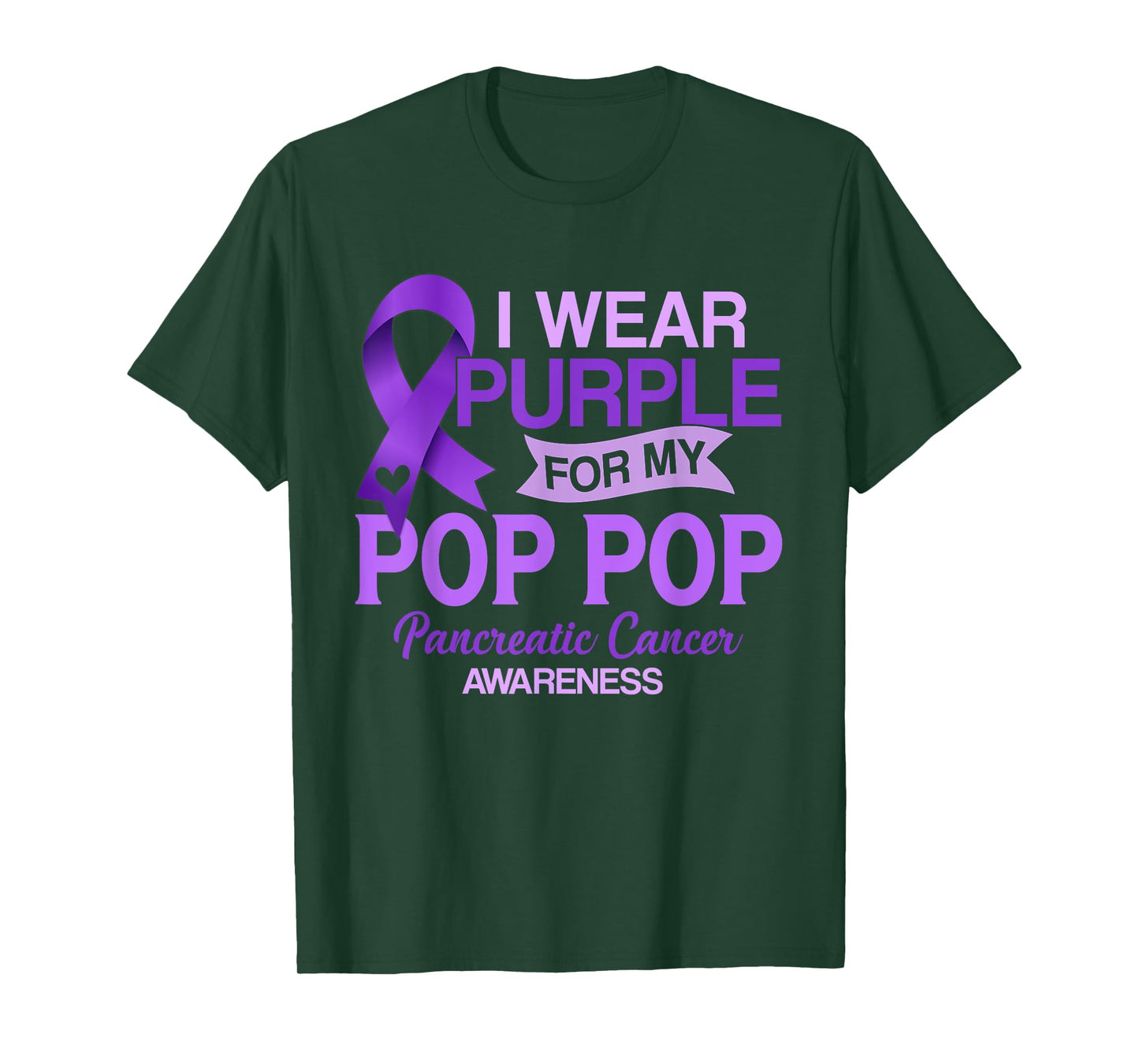 I Wear Purple For My Pop Pop Pancreatic Cancer Awareness T-Shirt