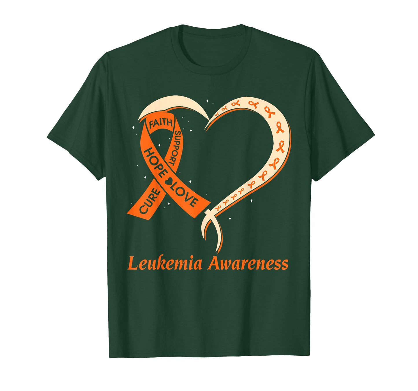 Love Hope Support Leukemia Cancer Awareness Orange Rribbon T-Shirt