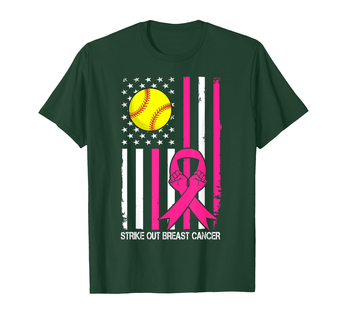 Strike Out Breast Cancer Softball Fight Awareness Men Women T-Shirt