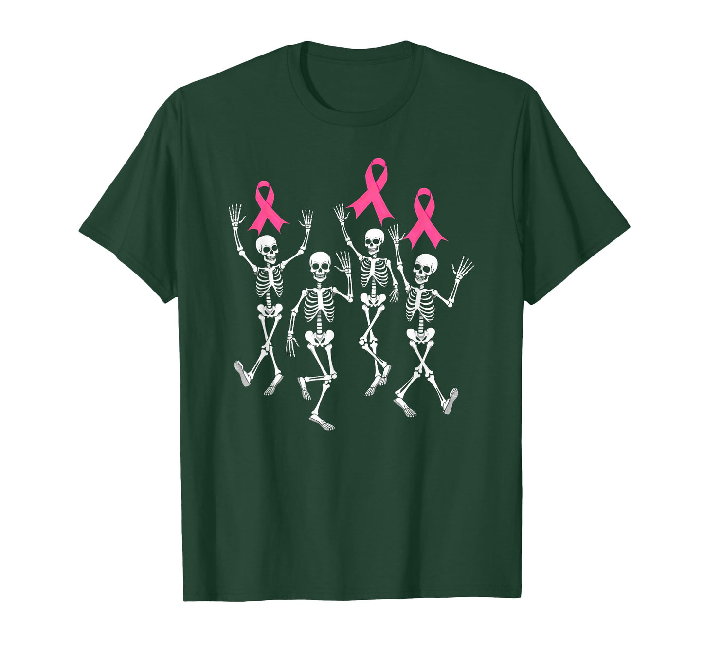 Breast Cancer Awareness Skeleton Dancing Halloween T-Shirt