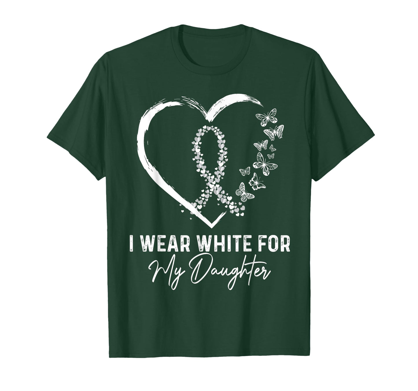 I Wear White For My Daughter Lung Cancer Awareness Ribbon T-Shirt