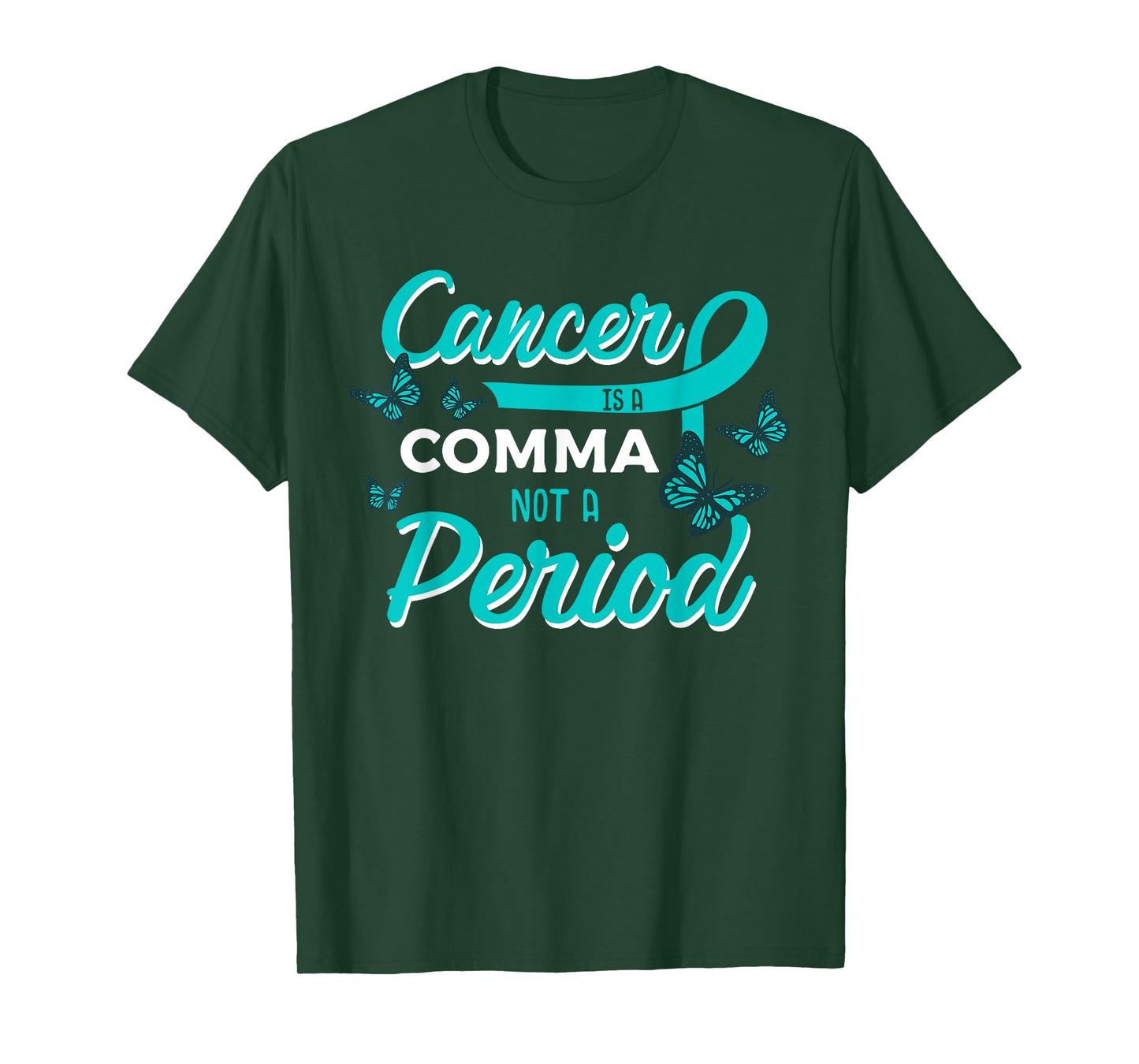 Ovarian Cancer Butterfly Teal Ribbon Gynecology Carcinoma T-Shirt
