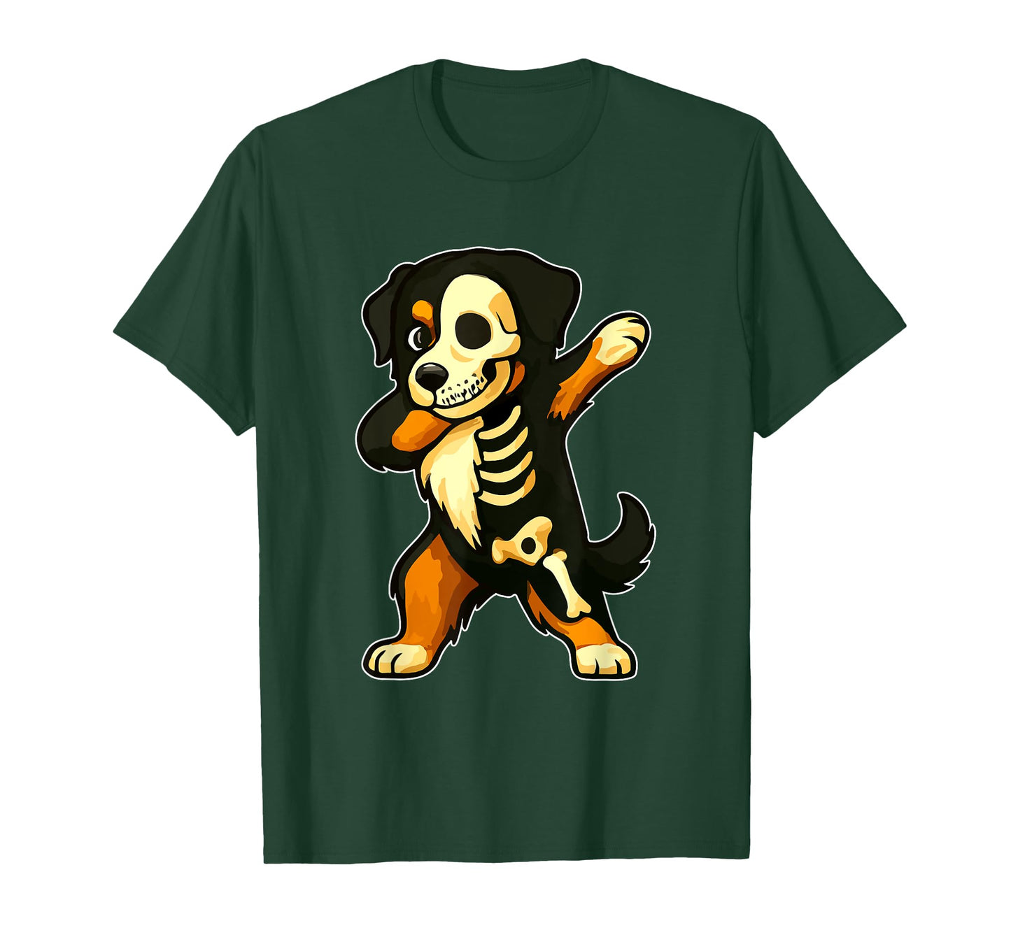 Dabbing Bernese Mountain Half Skeleton Halloween Owner Lover T-Shirt