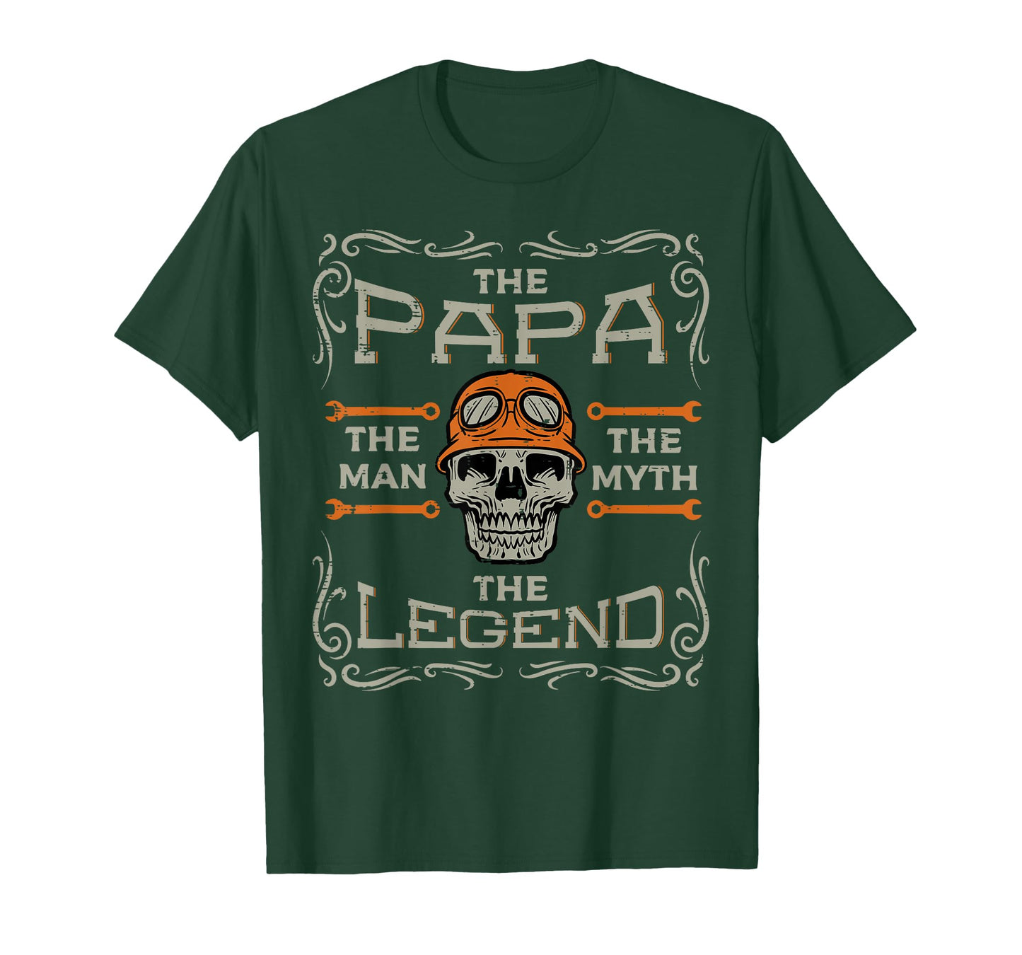 Biker Papa The Man Myth Legend Skull Fathers Day Dad Daddy T-Shirt