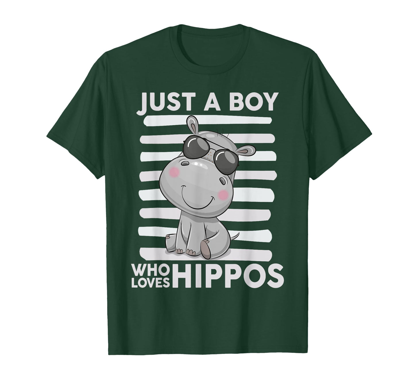 Kids Hippo-Shirt Toddler Funny Just A Boy Who Loves Hippos T-Shirt