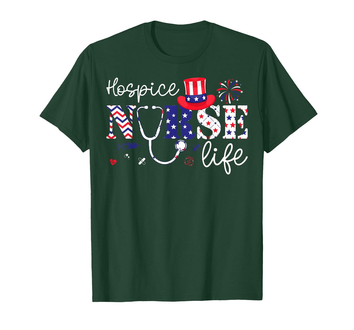 Hospice Nurse Life American Flag USA Patriotic 4th of July T-Shirt