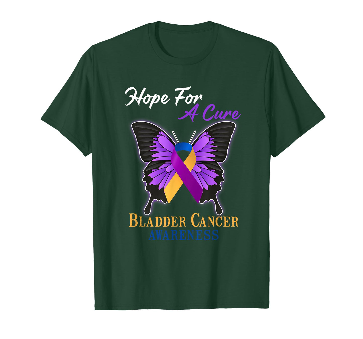Hope For A Cure Bladder Cancer Awareness Ribbon Butterfly T-Shirt