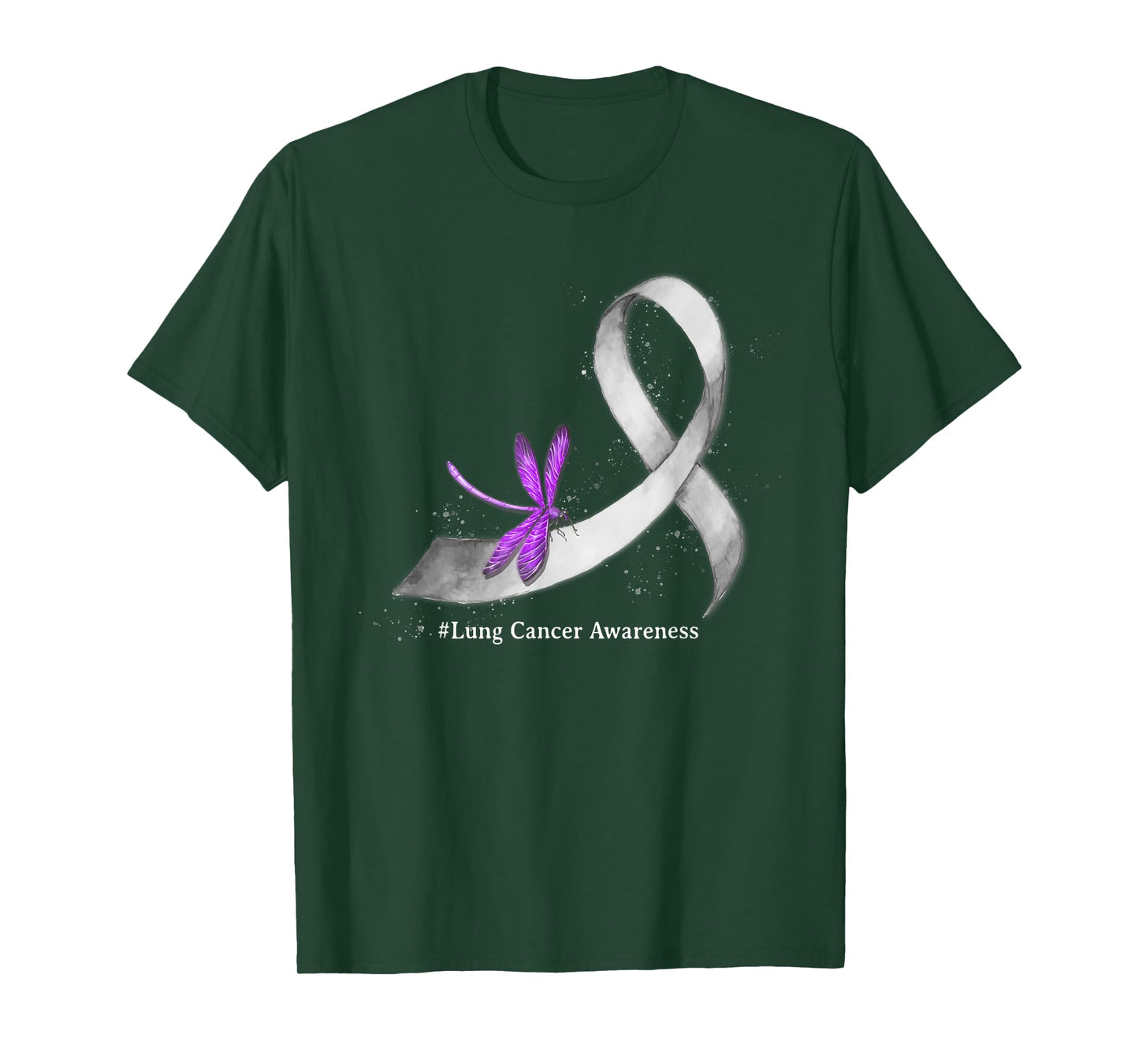 Hippie Dragonfly White Ribbon Lung Cancer Awareness Gifts T-Shirt