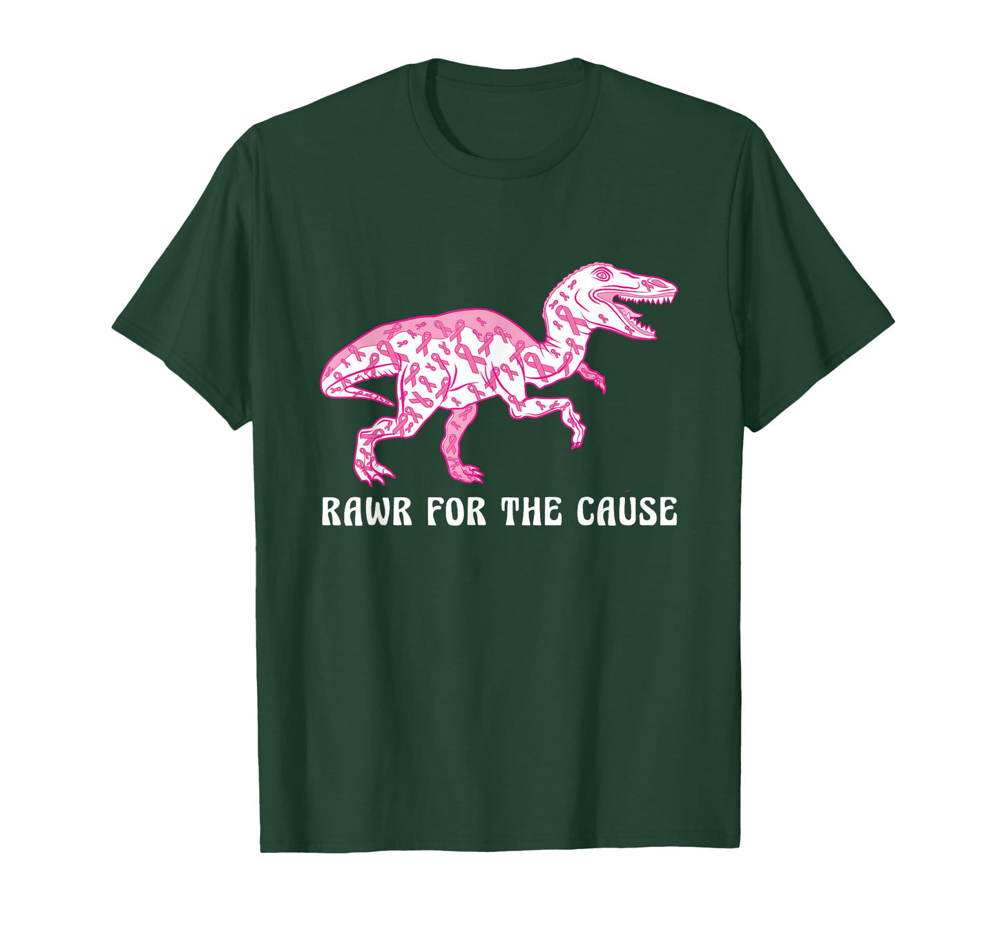 Dinosaur Pink Ribbon Breast Cancer Awareness Month Warrior T-Shirt