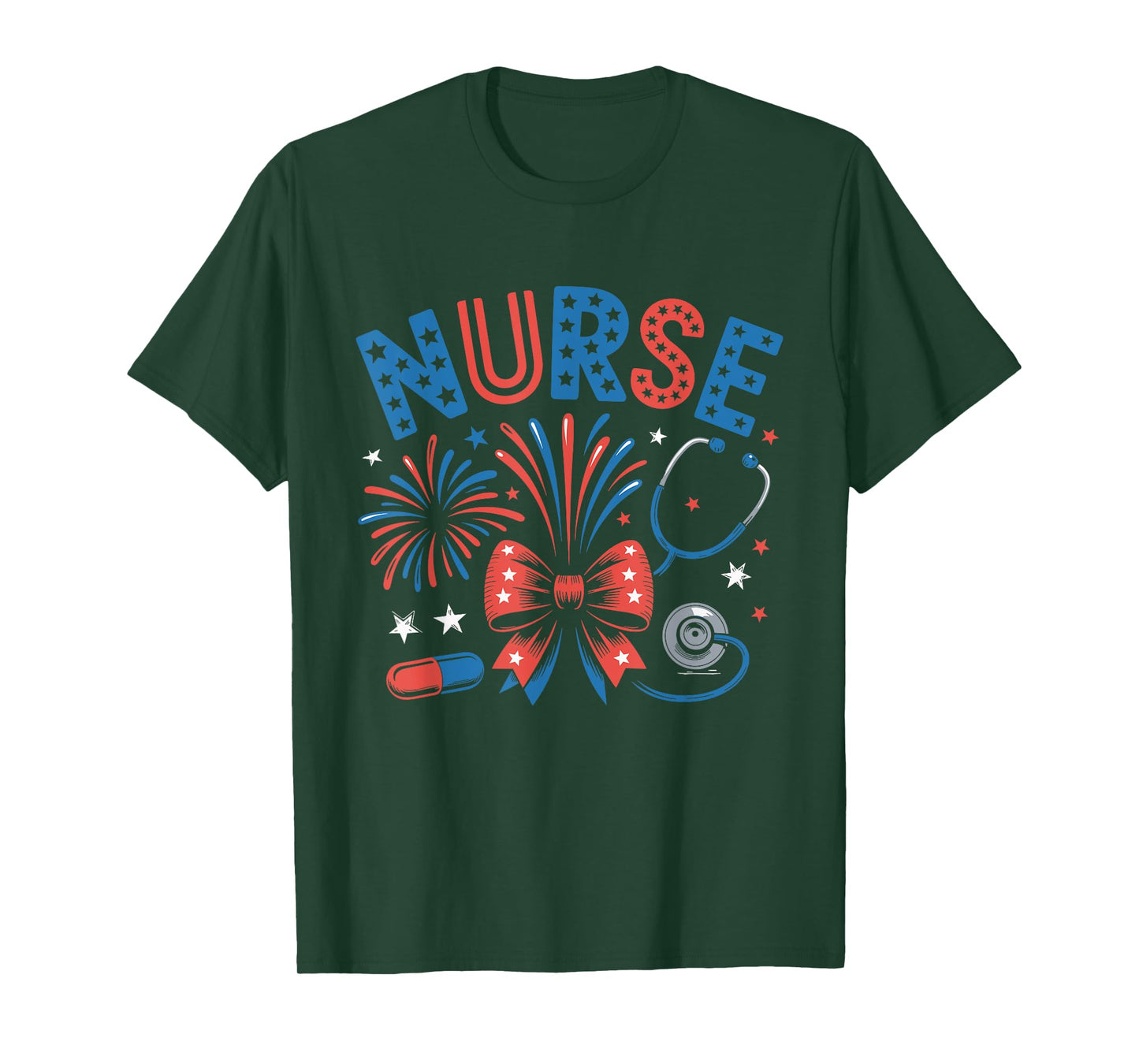 4th of July Nurse American Flag Fourth Of July Funny Nurse T-Shirt