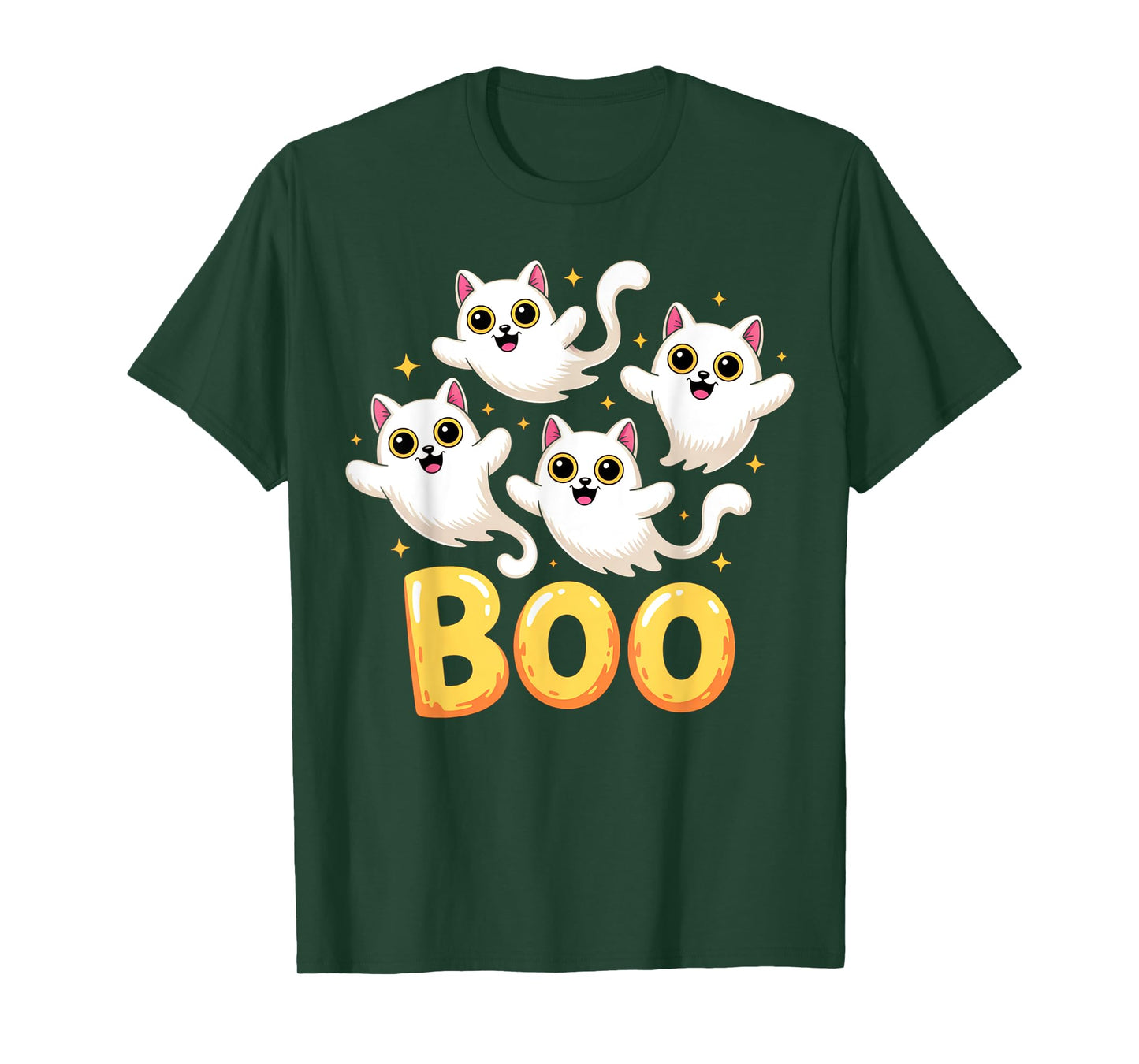 CAT Ghost Boo Cute Kitty Cats Lover Halloween Women Men T-Shirt