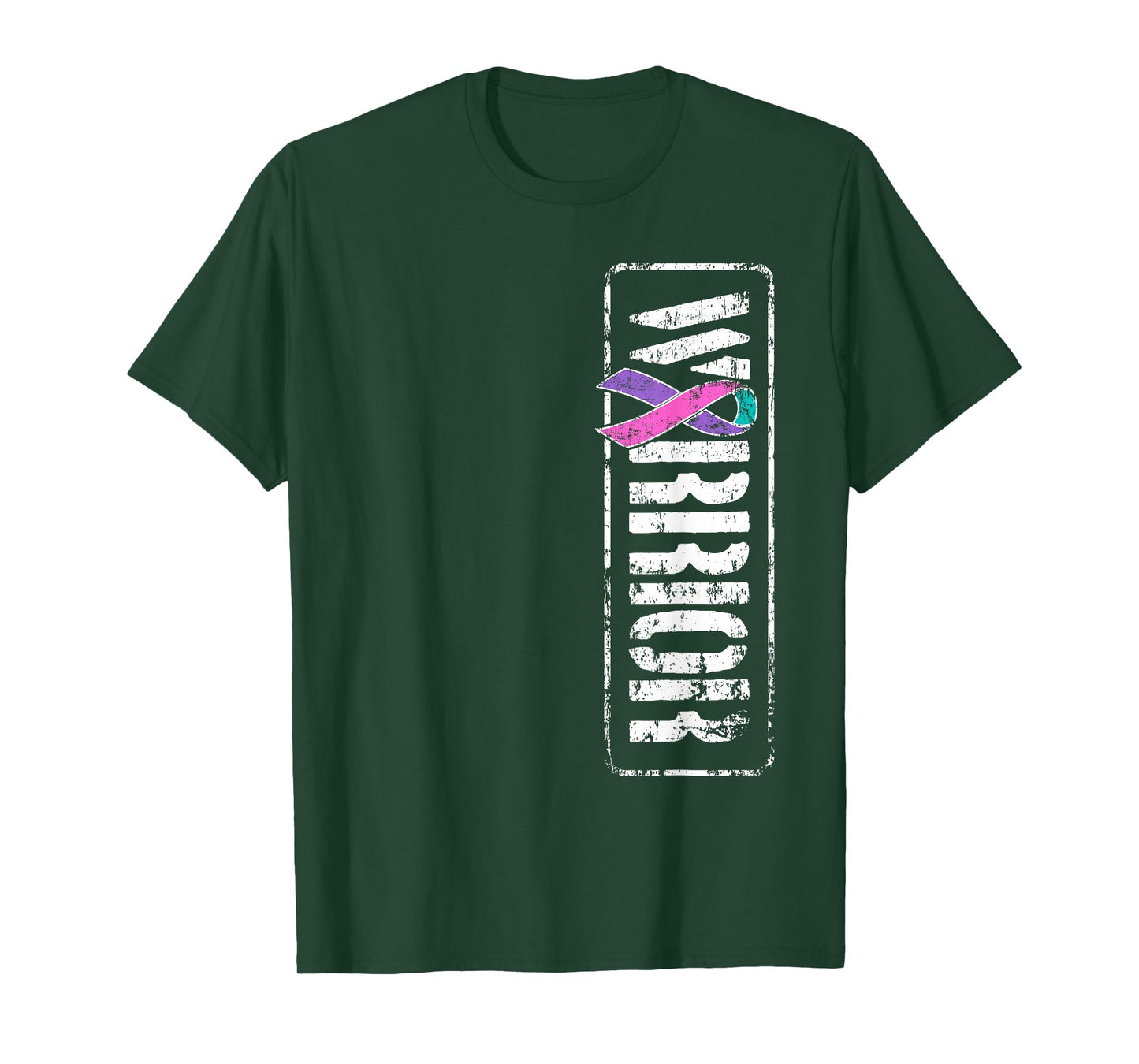 Thyroid Cancer Awareness - Sideways Military Warrior Ribbon T-Shirt
