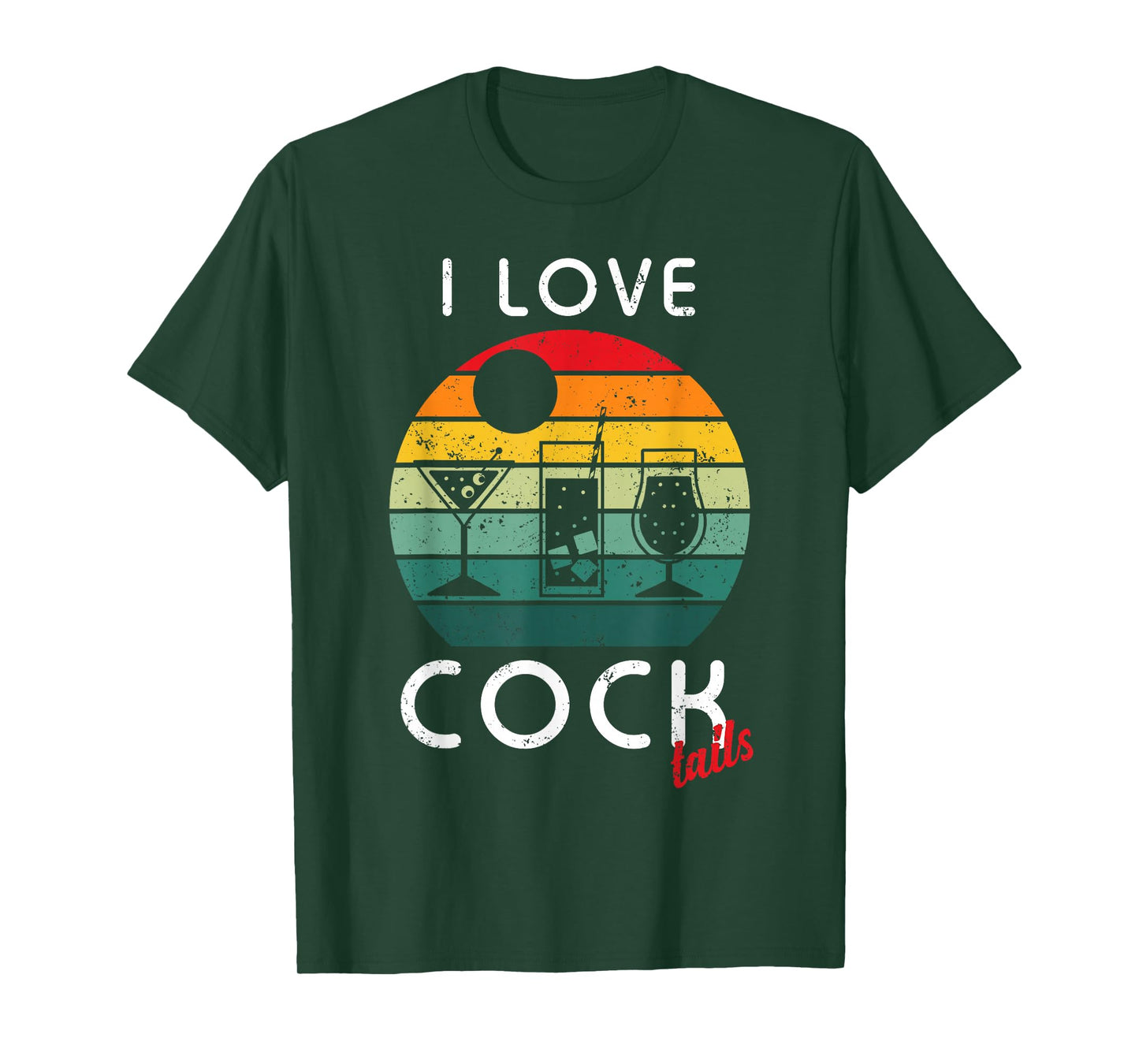 Retro I Love Cocktails Funny Adult Drinking Humor Pun T-Shirt
