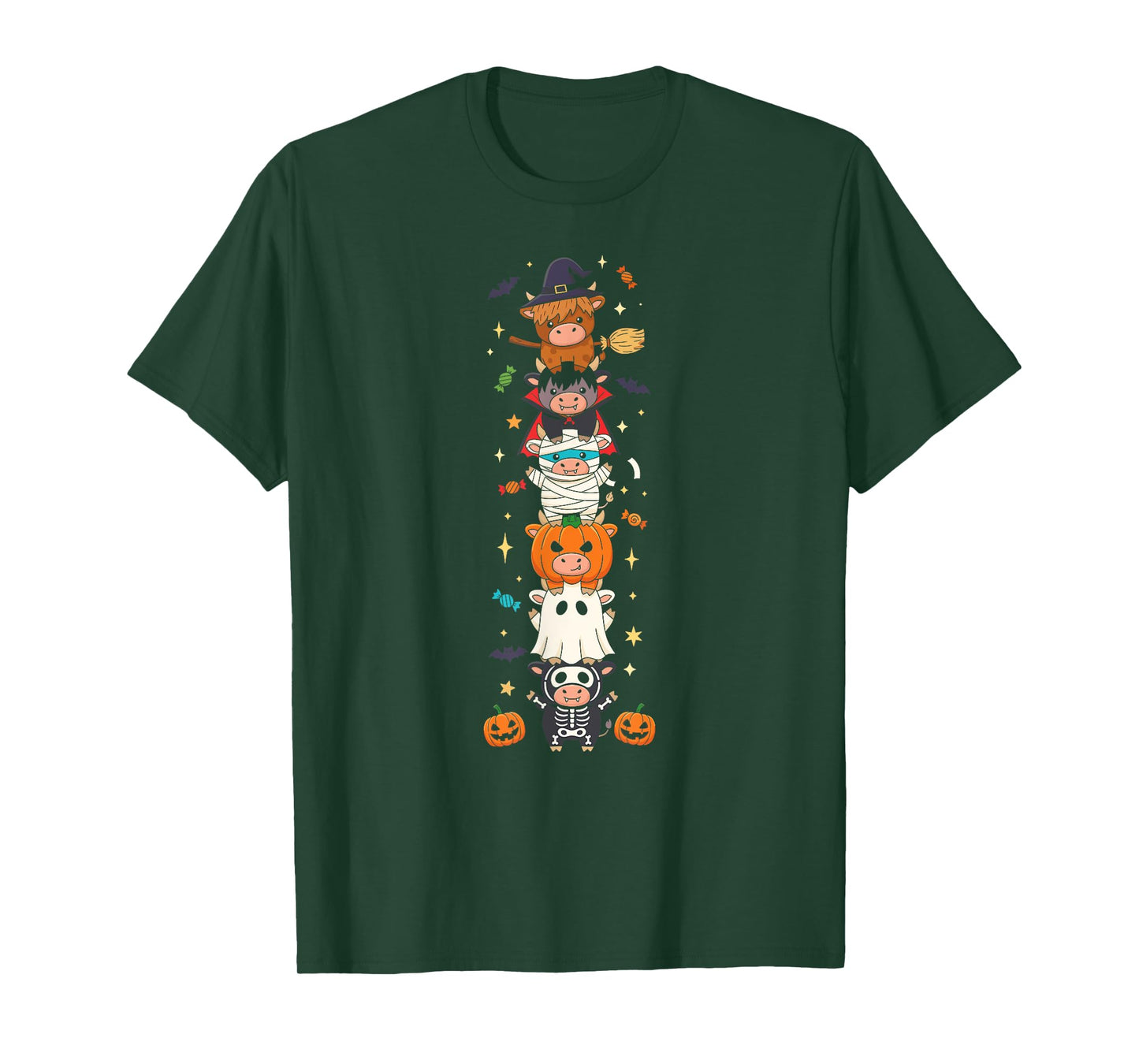 Funny Cow Witch Vampire Ghost Halloween Kids Mens Womens T-Shirt