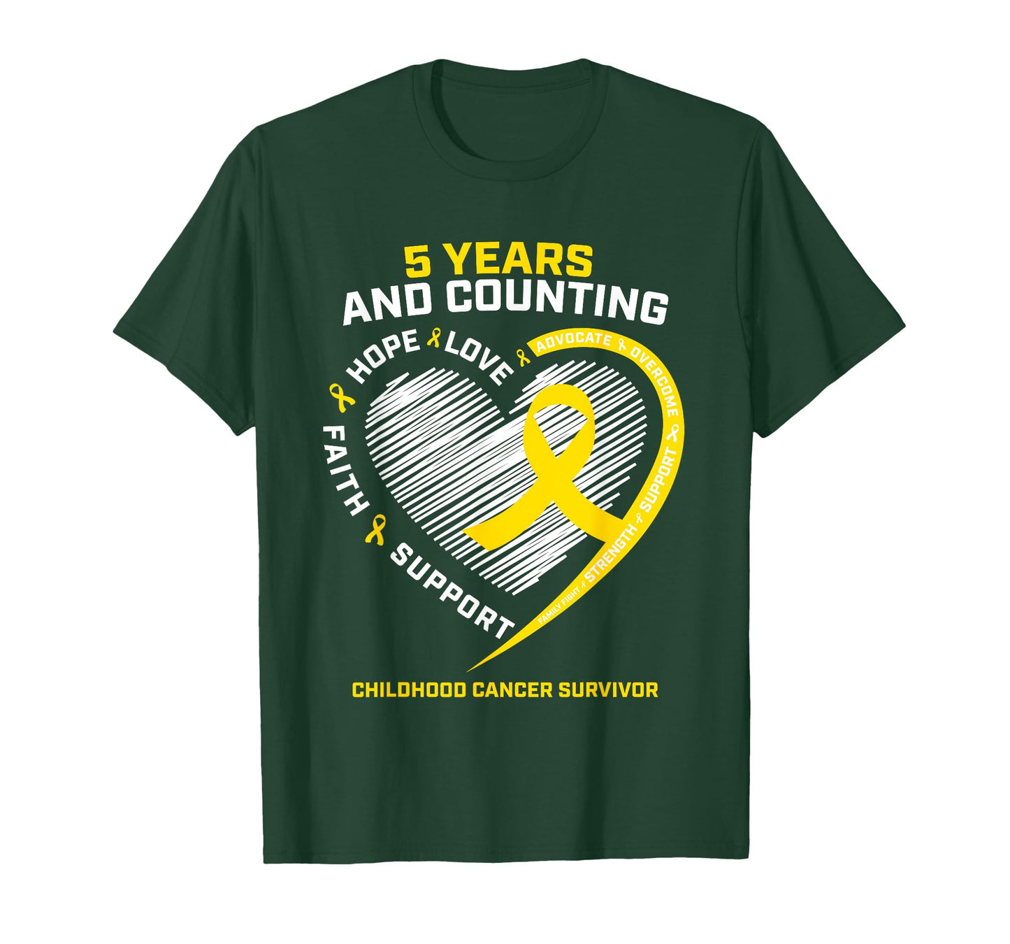 Girls Kids Boys 5 Year Gold Childhood Cancer Survivor Shirt T-Shirt