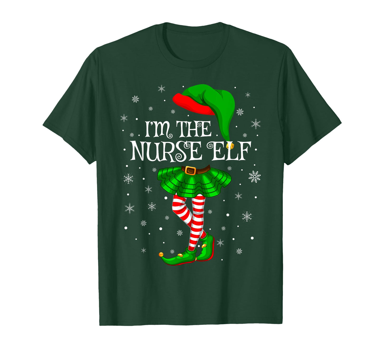 Family Matching Women Girls I'm The Nurse Elf Christmas T-Shirt