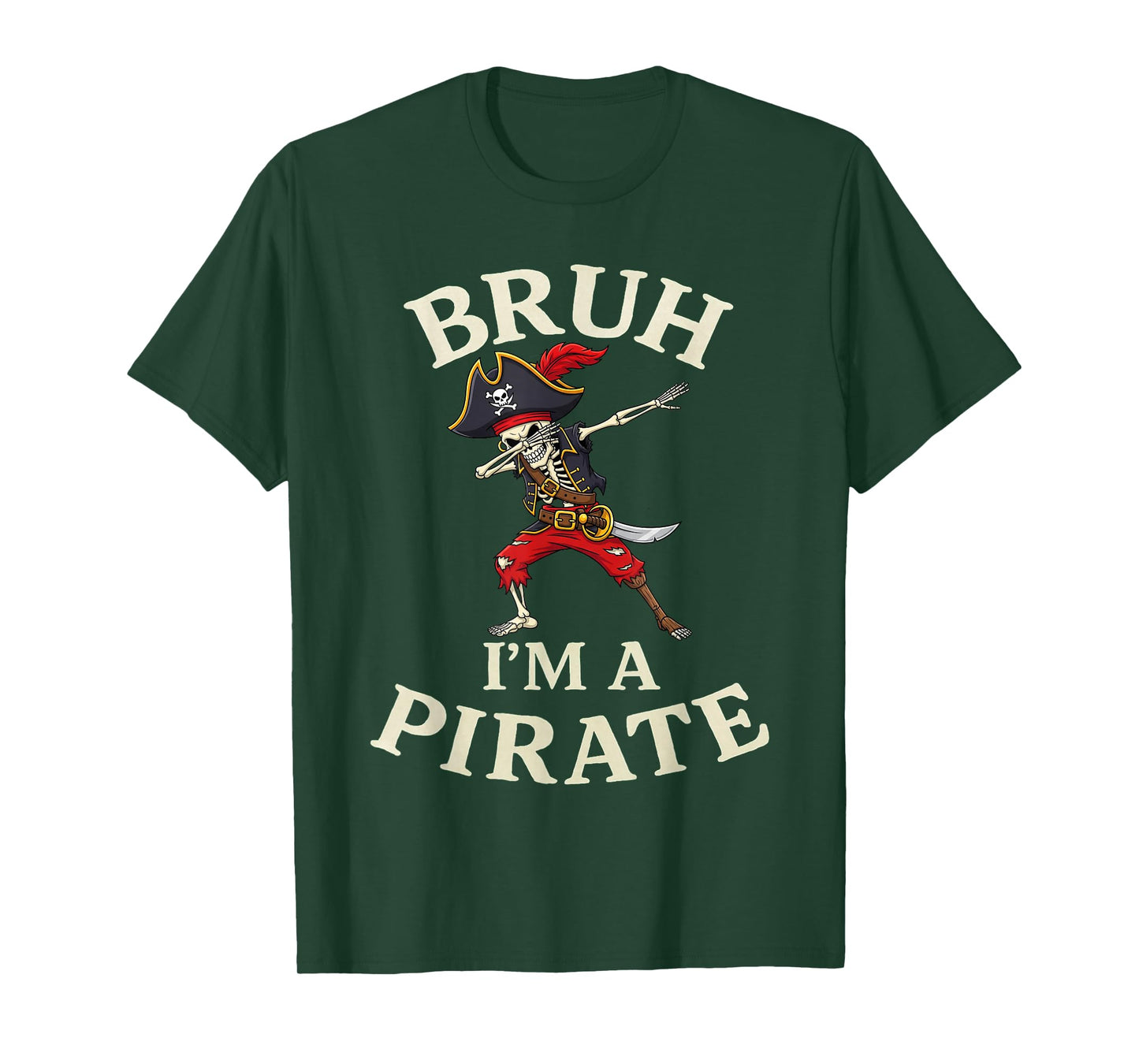 Bruh Pirate Lazy Dabbing Skull Costume Pretend I'm a Pirate T-Shirt