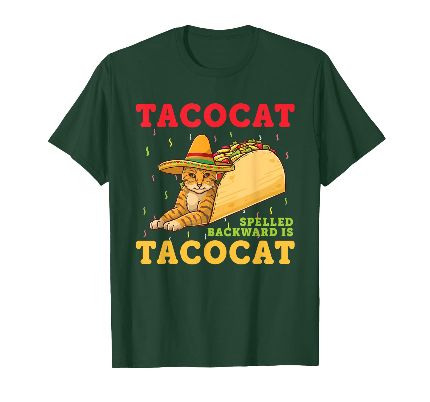 Tacocat Spelled Backwards Tacos and Cats Cinco De Mayo Cat T-Shirt for Men Women Girls Kids