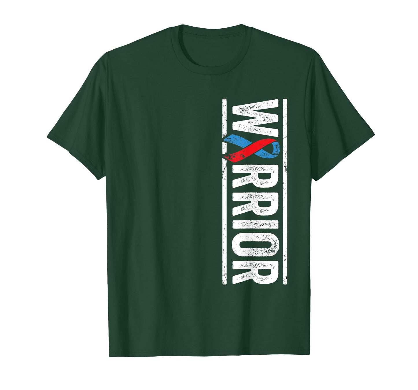 Pulmonary Fibrosis Warrior - PF Red Blue Awareness Ribbon T-Shirt