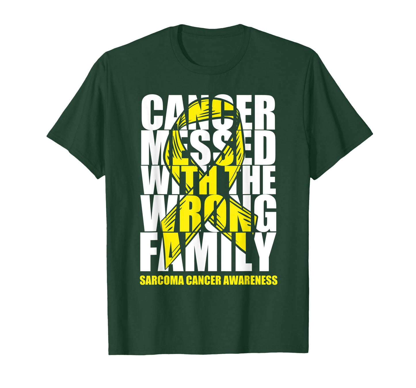 Sarcoma Bone Cancer Messed With The Wrong Family Yellow Gift T-Shirt