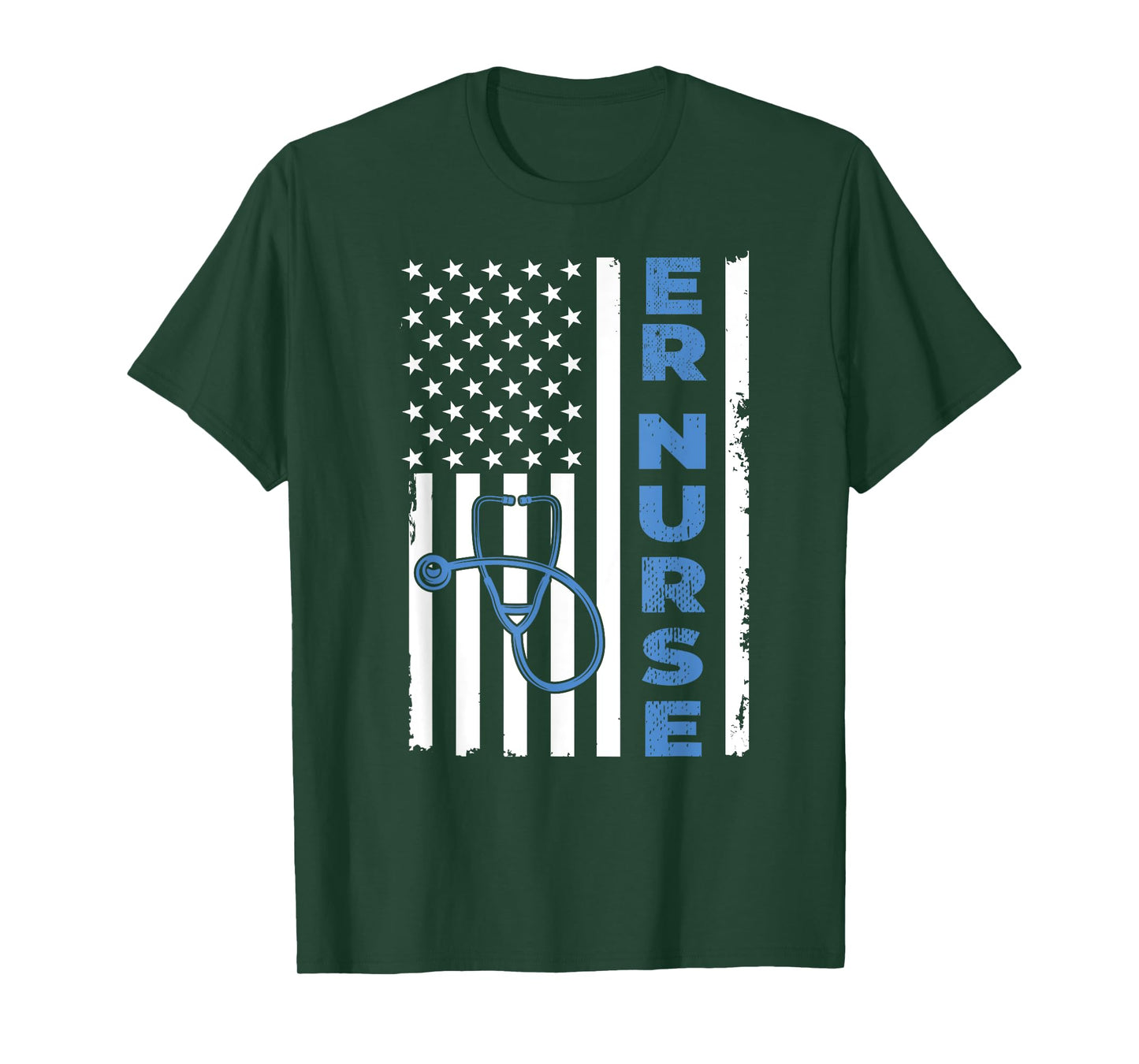 Patriotic ER Nurse Tee Retro American Flag 4th of July RN T-Shirt