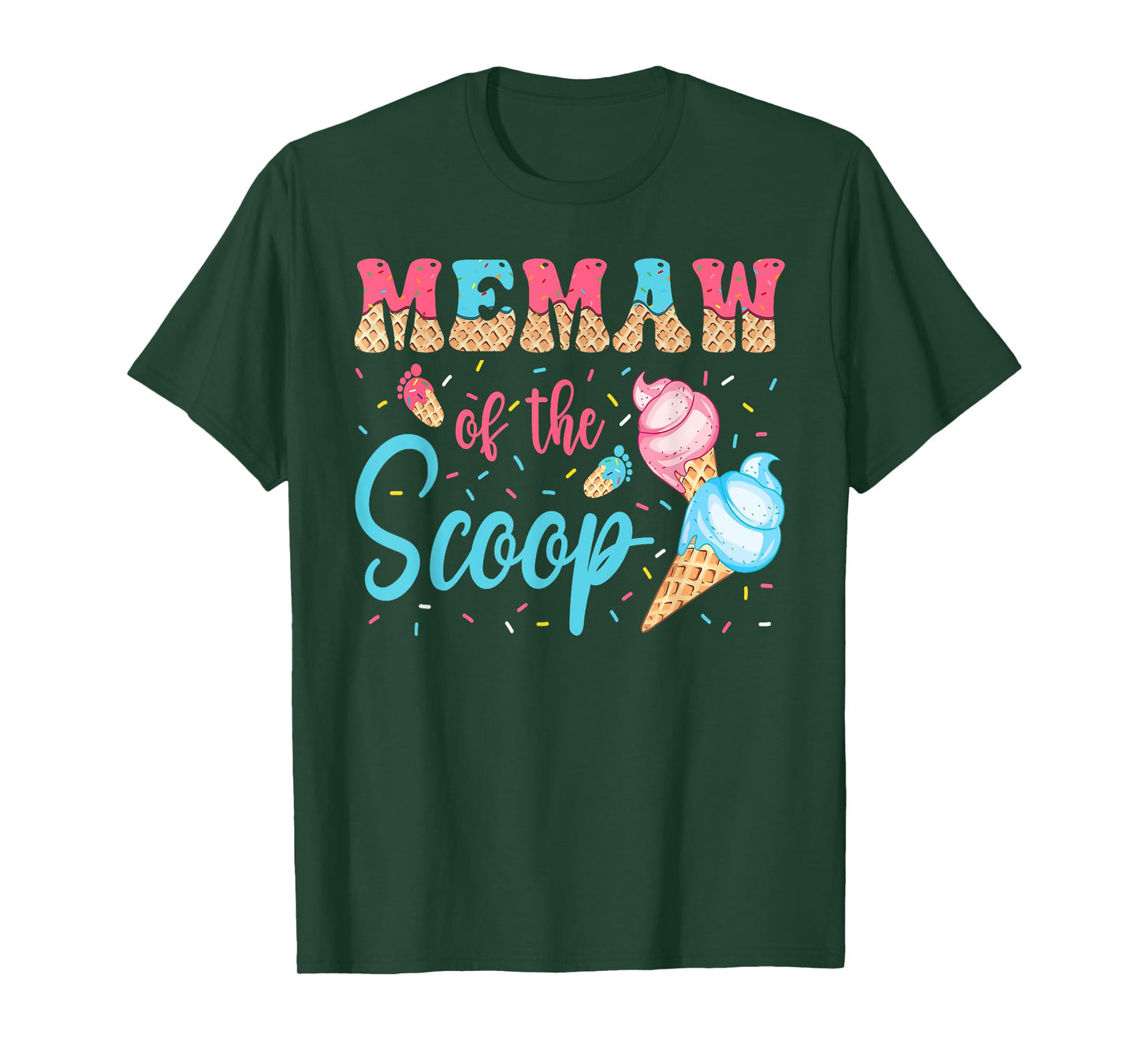 Memaw Of The Scoop Ice Cream Gender Reveal Baby Shower T-Shirt
