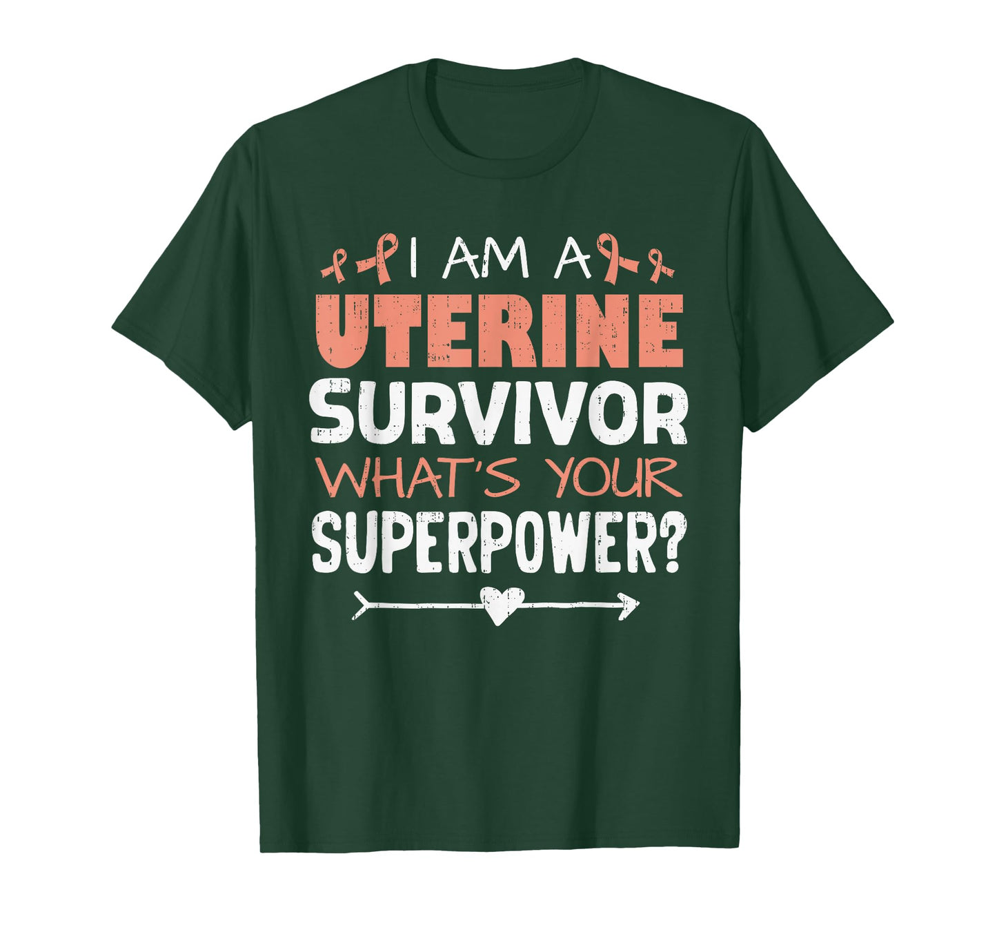 Uterine Survivor Cancer Awareness Warrior Ribbon Peach T-Shirt