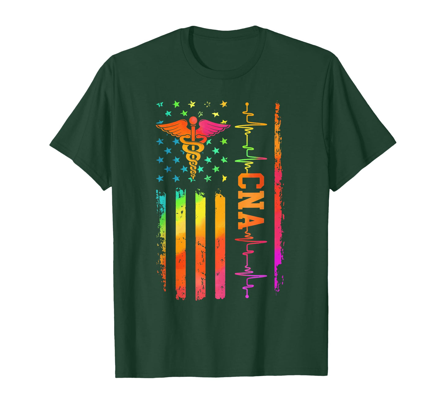 CNA Job Certified Nursing Assistant America Flag Tie Dye T-Shirt