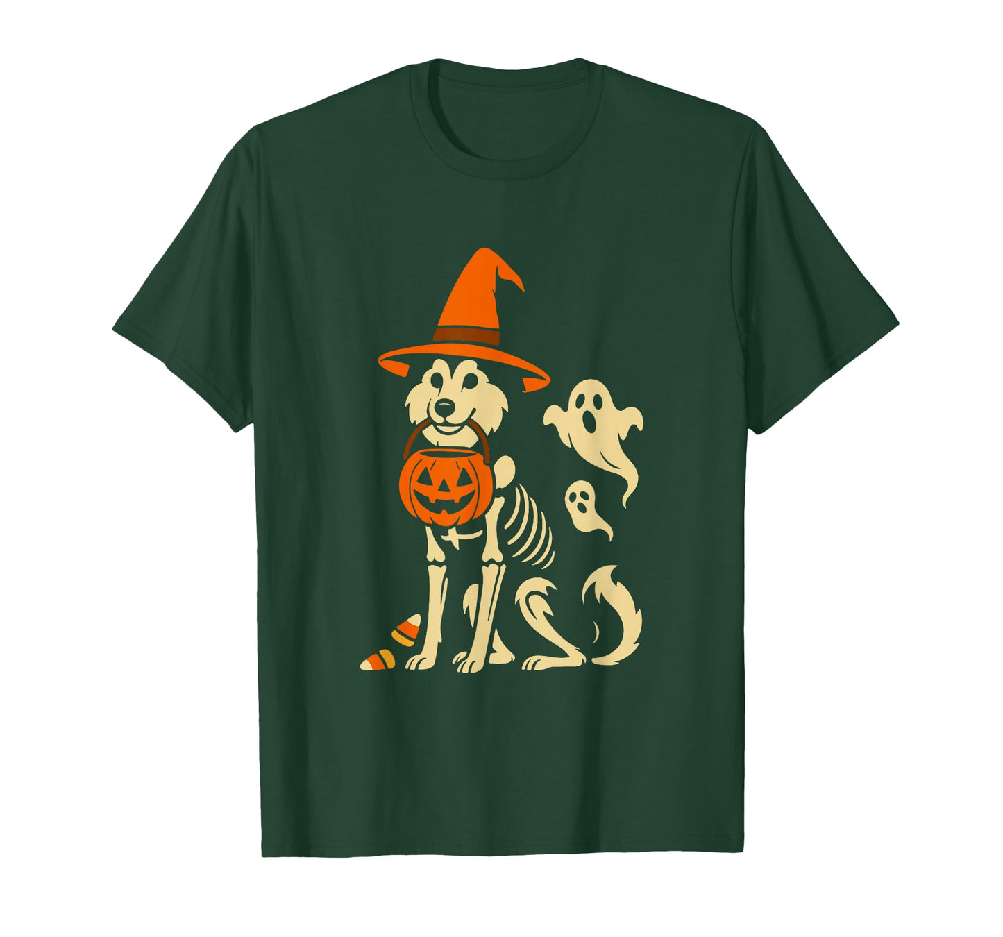 Funny Skeleton Husky Halloween Husky Witch Dog Mom Dog Lover T-Shirt