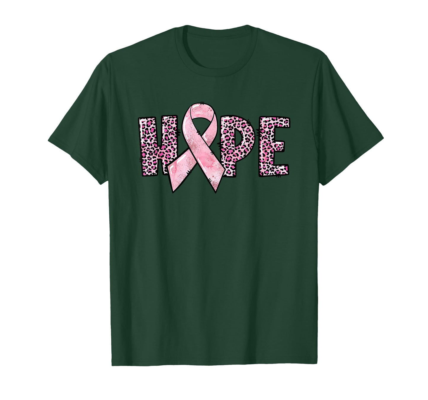 Hope - Breast Cancer Awareness Leopard Cheetah Pink Ribbon T-Shirt