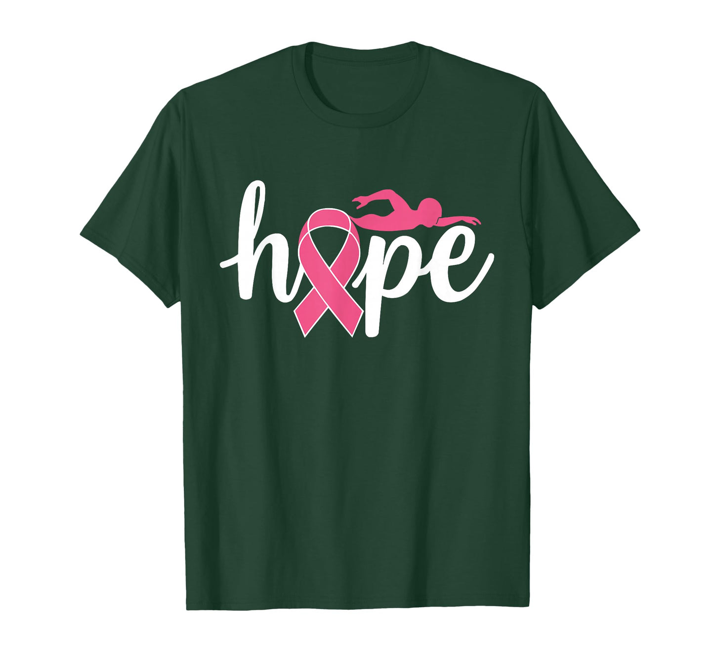 Swimming Breast Cancer Awareness Month Pink Ribbon T-Shirt