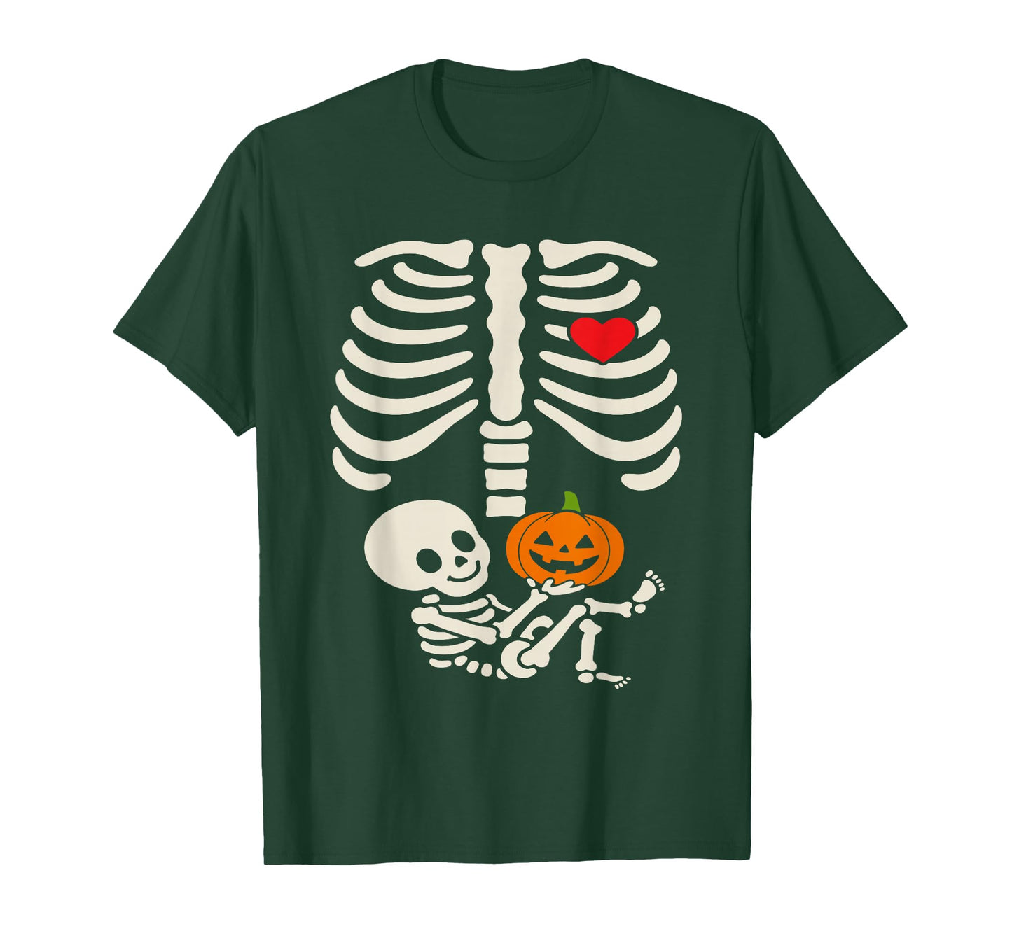 Halloween Baby Skeleton Heart Pregnancy Outfit T-Shirt