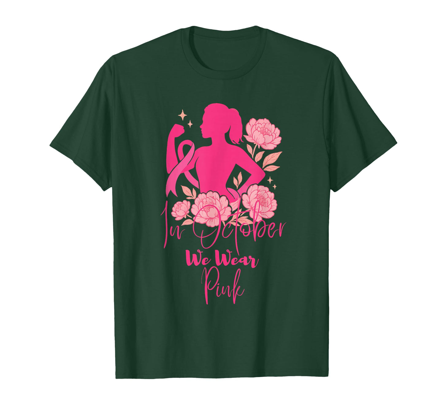 in October We Wear Pink Breast Cancer Awareness T-Shirt