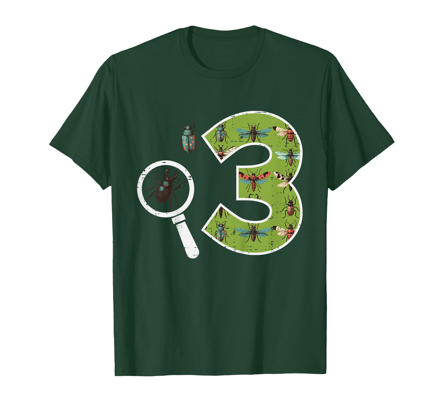 3rd Birthday 3 Magnifying Glass Insects Bugs Bday Boys Girls T-Shirt