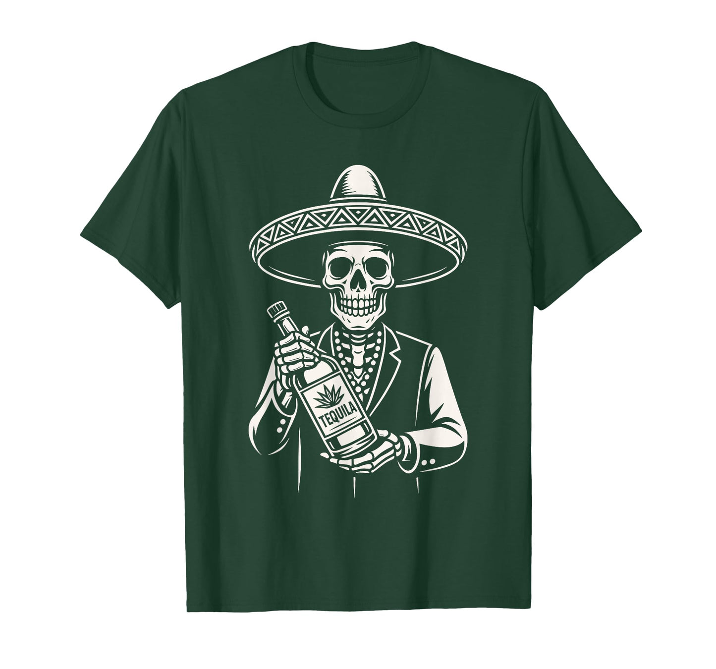 Dia De Los Muertos Sombrero Tequila Costume Mexican Skeleton T-Shirt
