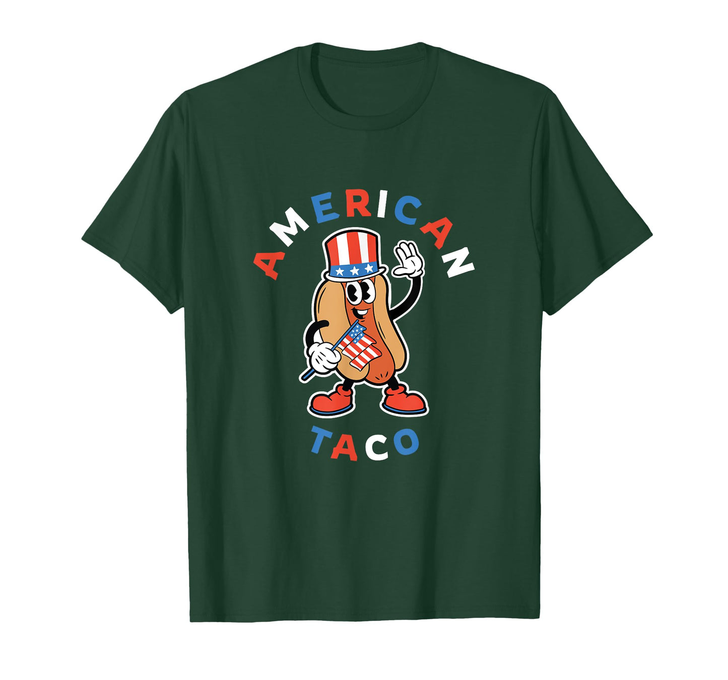 4th of July American Taco Patriotic Hot Dog Funny Graphic T-Shirt