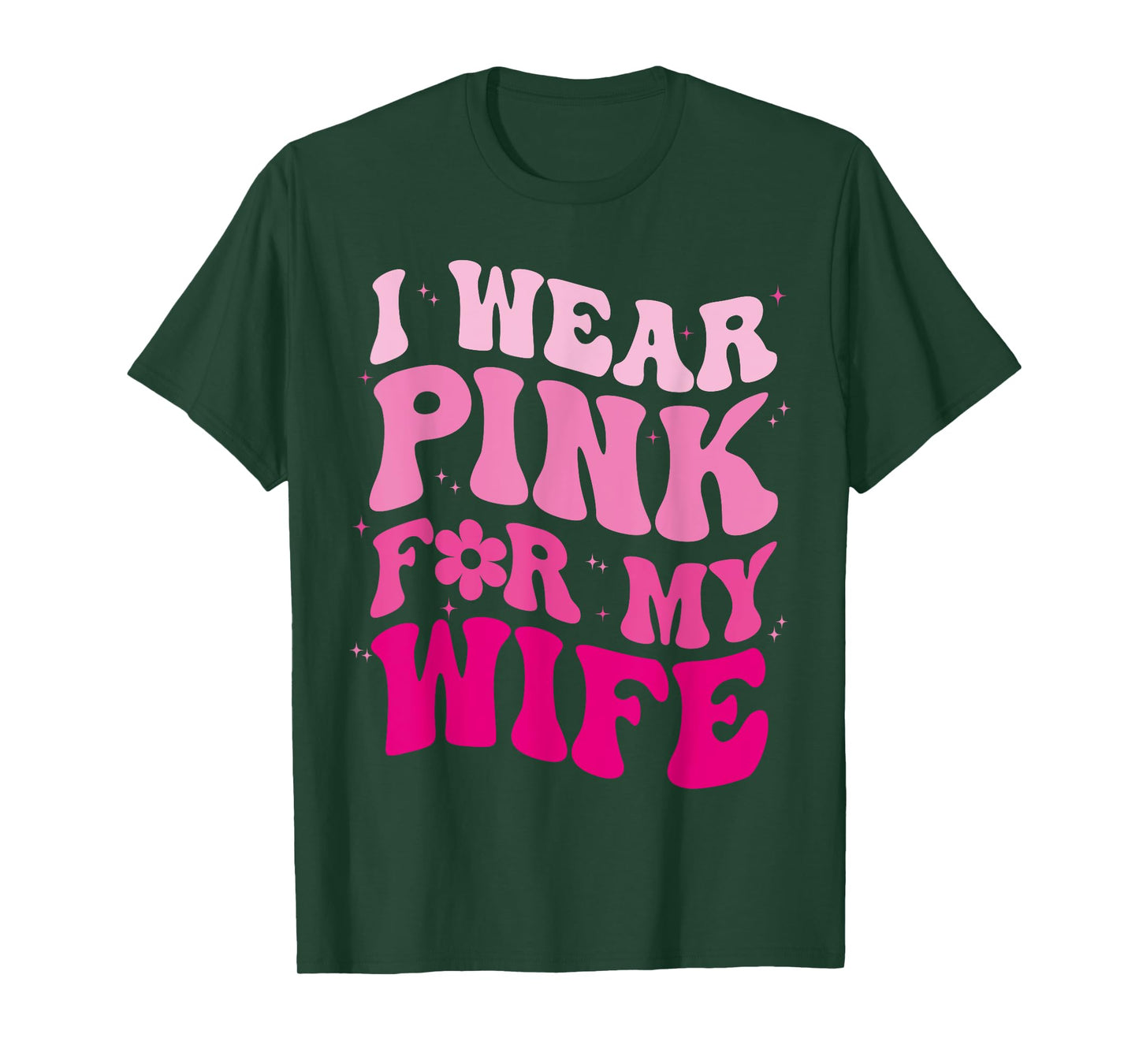 I Wear Pink for my Wife Groovy Breast Cancer Month Husband T-Shirt