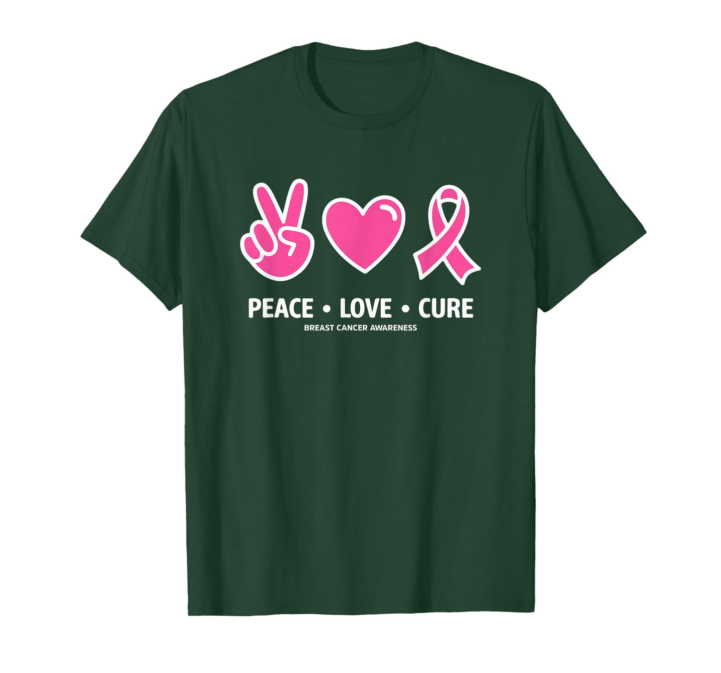Peace Love Cure Pink Ribbon Family Breast Cancer Awareness T-Shirt