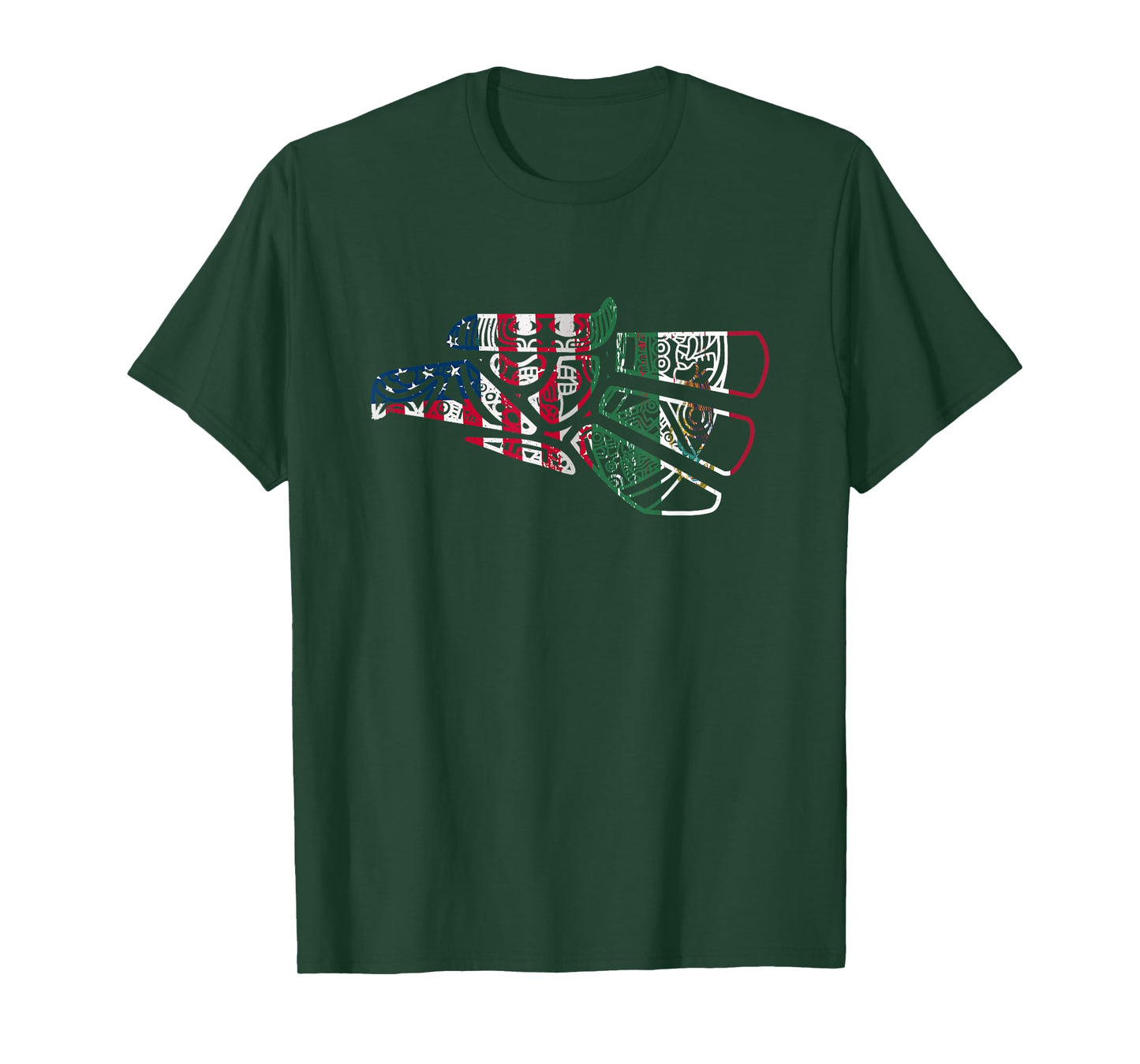 Mexico Tshirt US Flag Patriot Mexican Flag American Flag T-Shirt, Small, Black