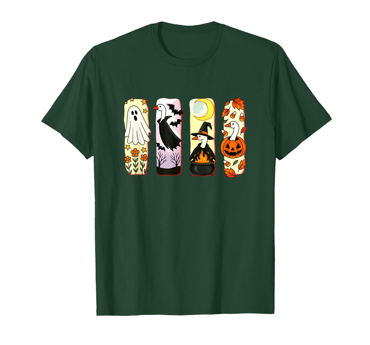 Halloween Collection Gooses Cosplay Witch Boo Carved Pumpkin T-Shirt