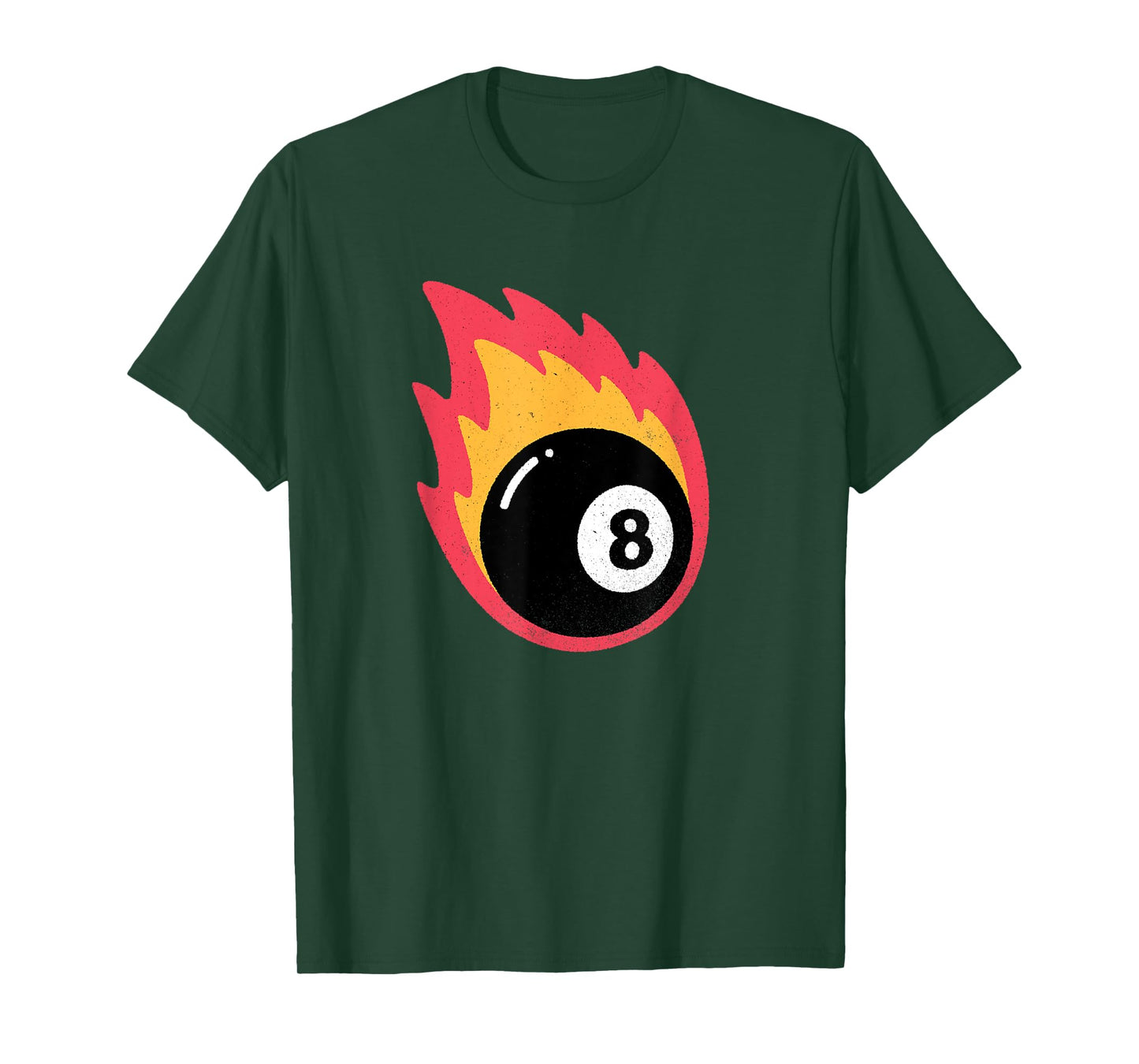 Retro Flaming 8 Ball on Fire Pool Lover Billiard Cue Sport T-Shirt