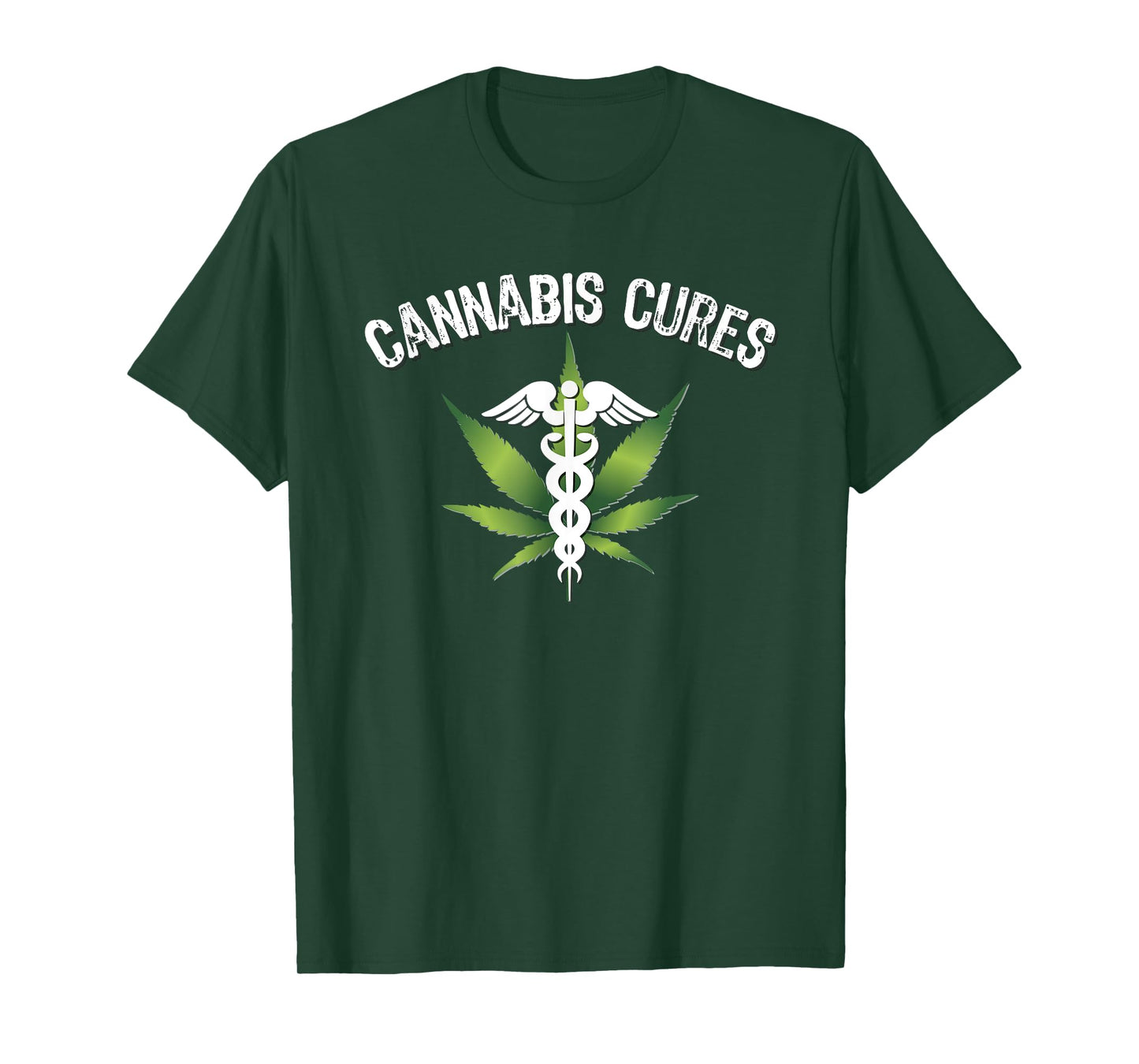 Prime Shirt Shop Stoner Tees Cannabis Cures Medical Marijuana Leaf Graphic Unisex Adult T-Shirt - Black, Small