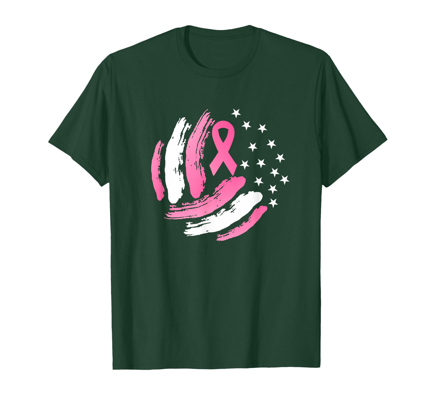 Volleyball Pink Ribbon Breast Cancer Awareness Gift USA Flag T-Shirt