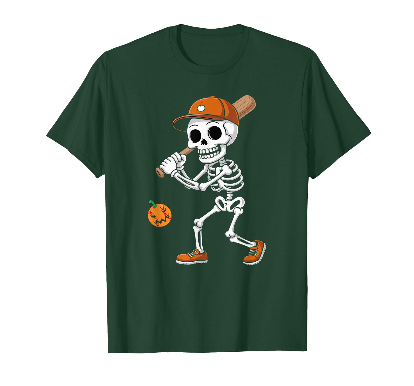 Baseball Pumpkin Funny Skeleton Baseball Halloween Costume T-Shirt
