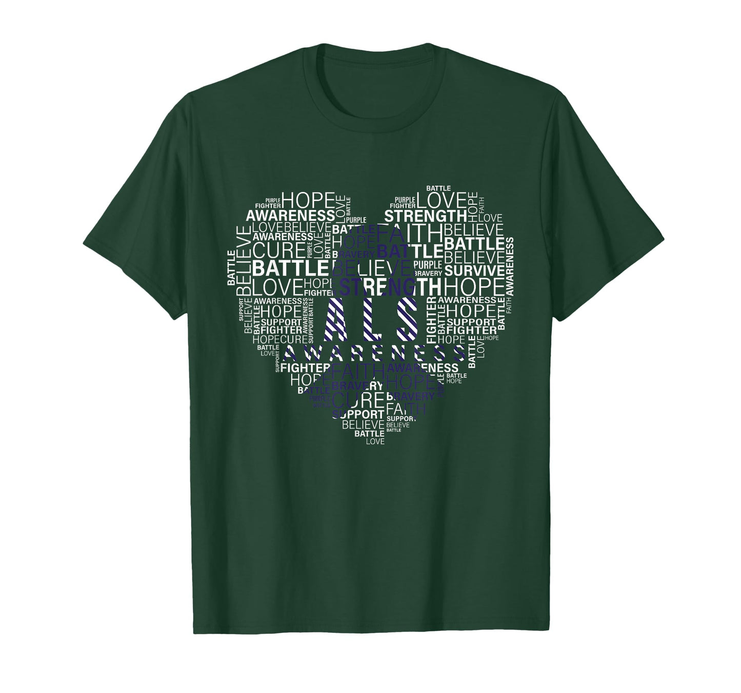 ALS awareness words cloud heart support proud ALS warrior T-Shirt