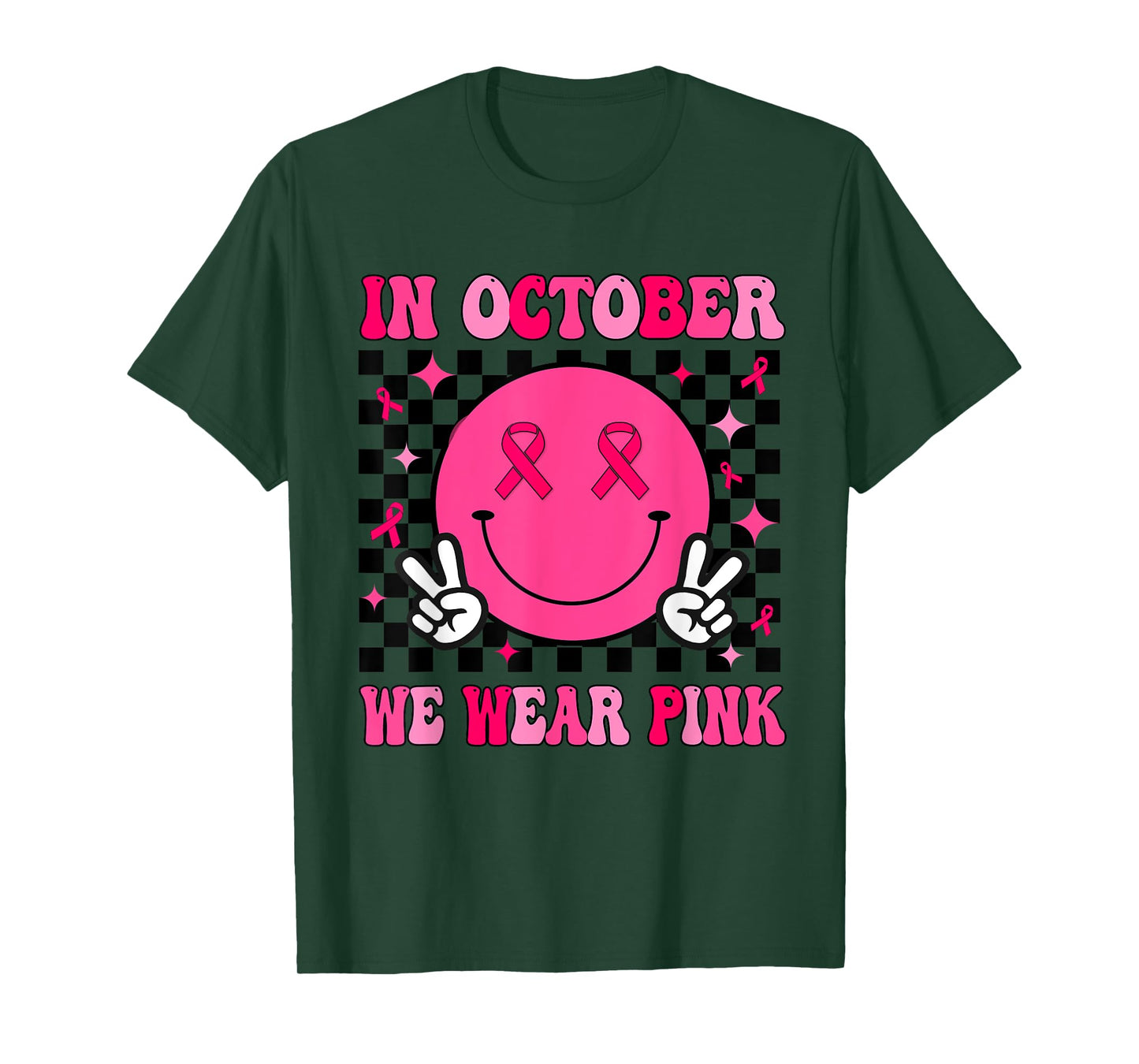 In October We Wear Pink Ribbon Breast Cancer Awareness T-Shirt